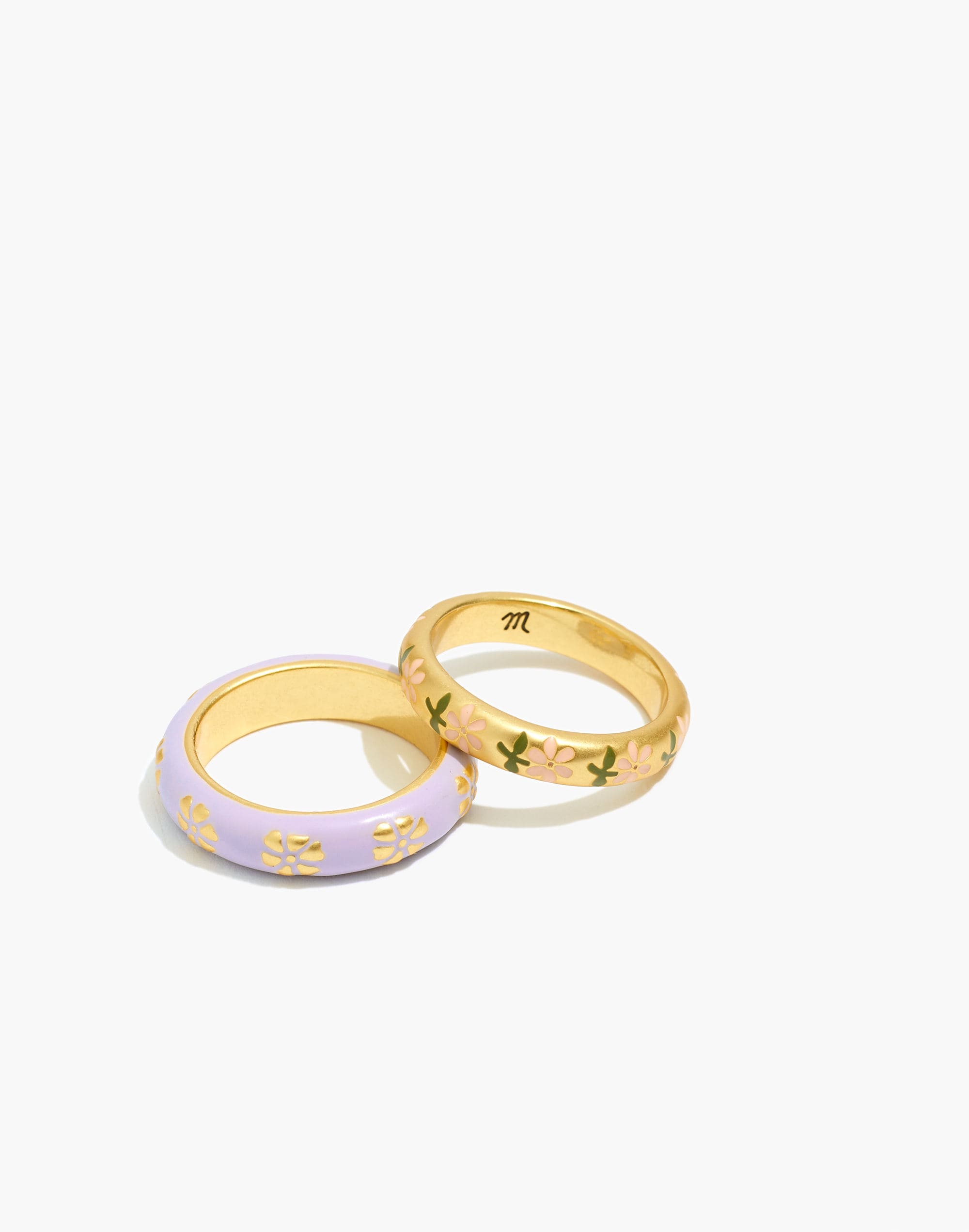 Two-Pack Retro Daisy Enamel Ring Set