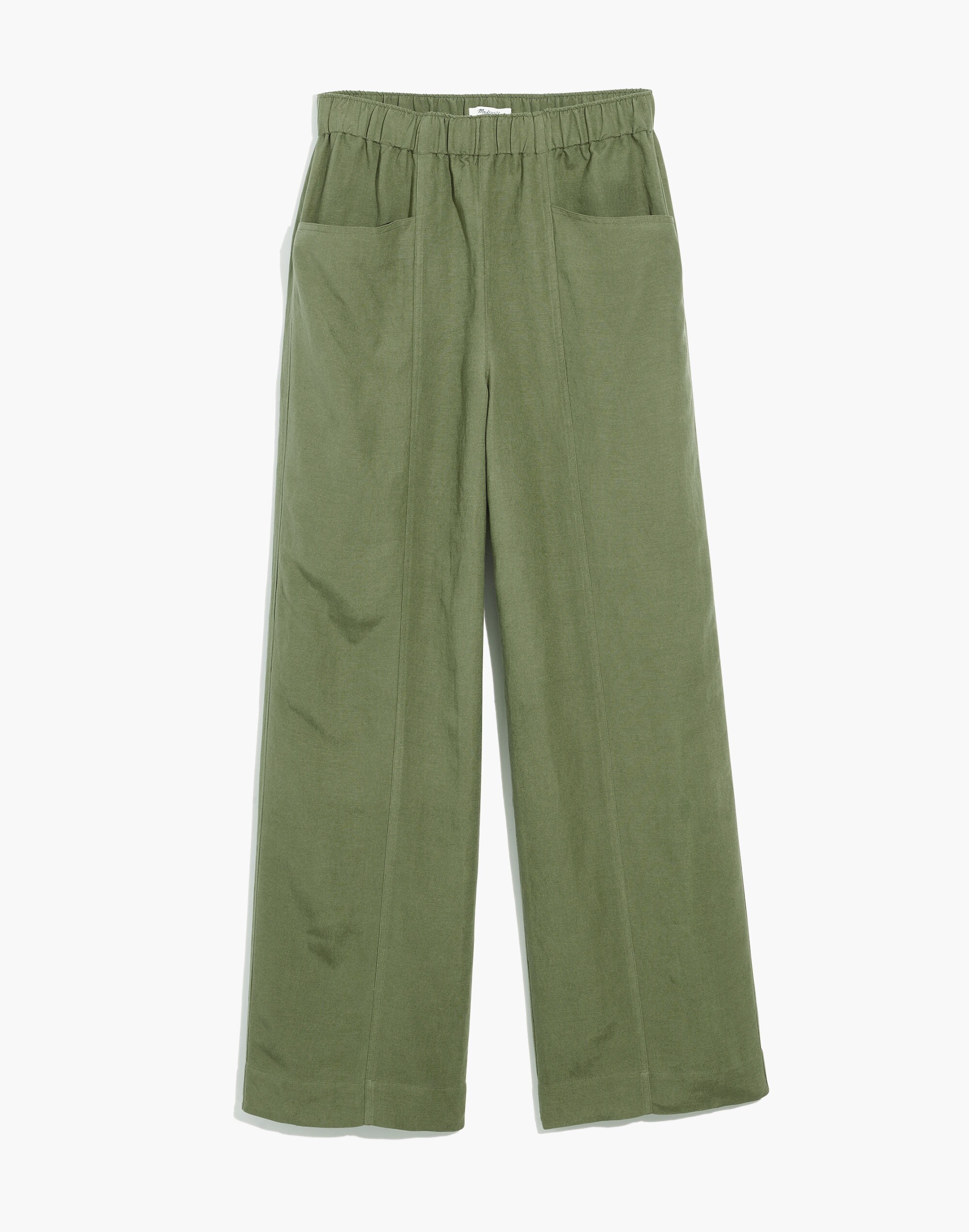 Plus Linen-Blend Pull-On High-Rise Wide-Leg Pants