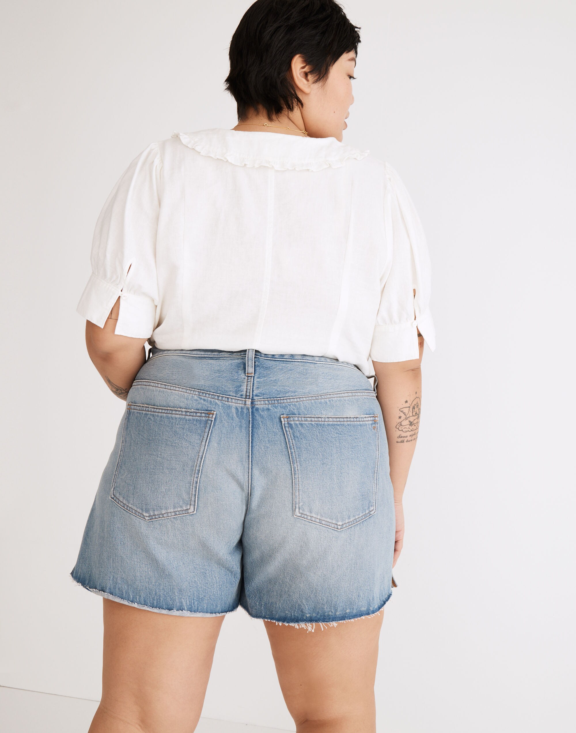 Plus Relaxed Mid-Length Denim Shorts in Kelton Wash