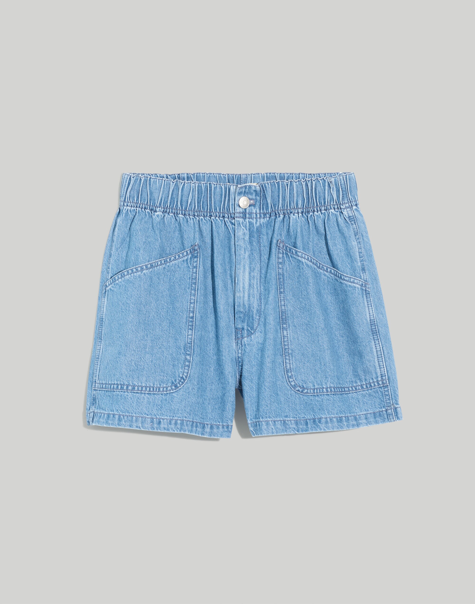 Plus Denim Pull-On Utility Shorts in Grandfield Wash