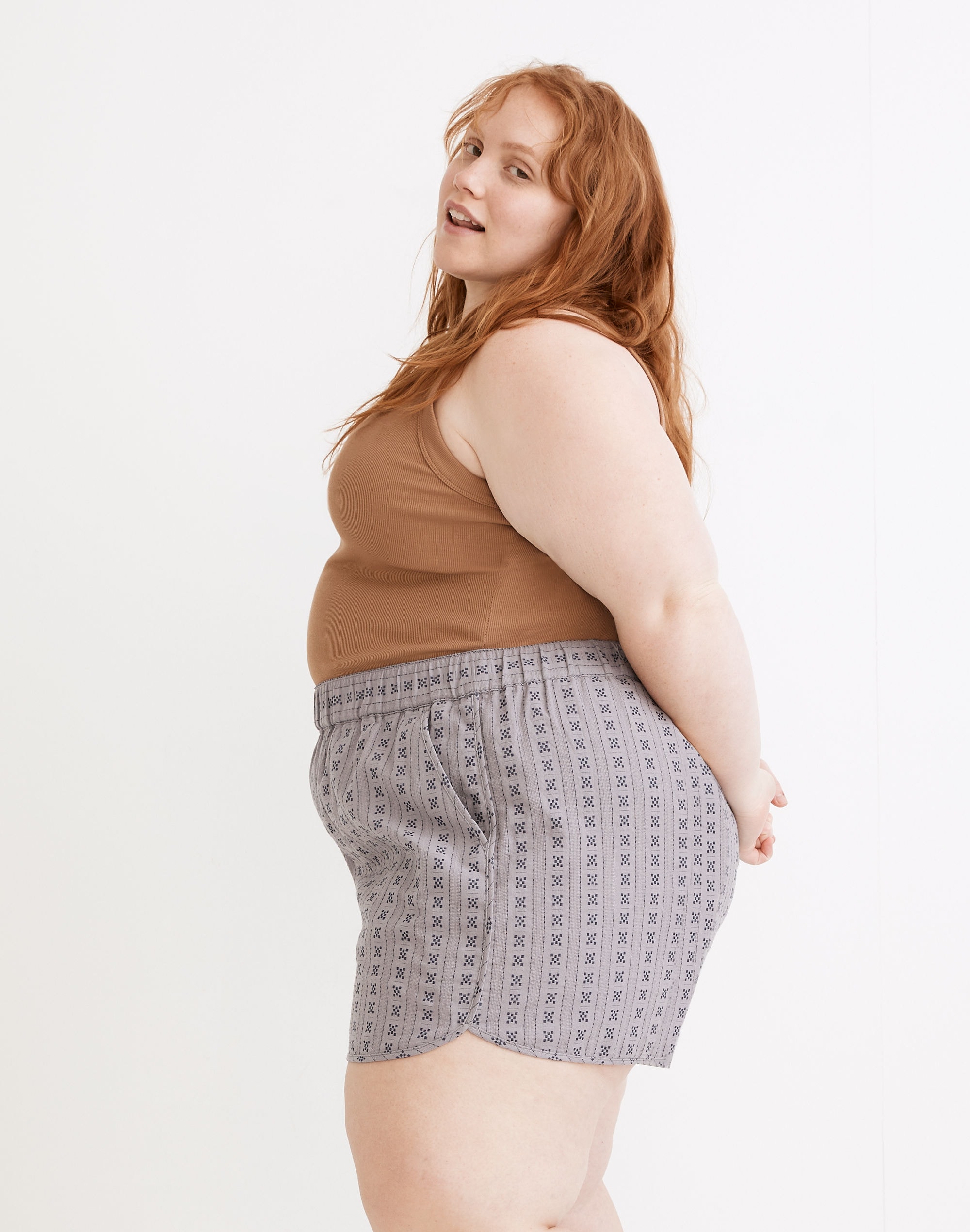 Plus Pull-On Dolphin Shorts in Jacquard Stripe