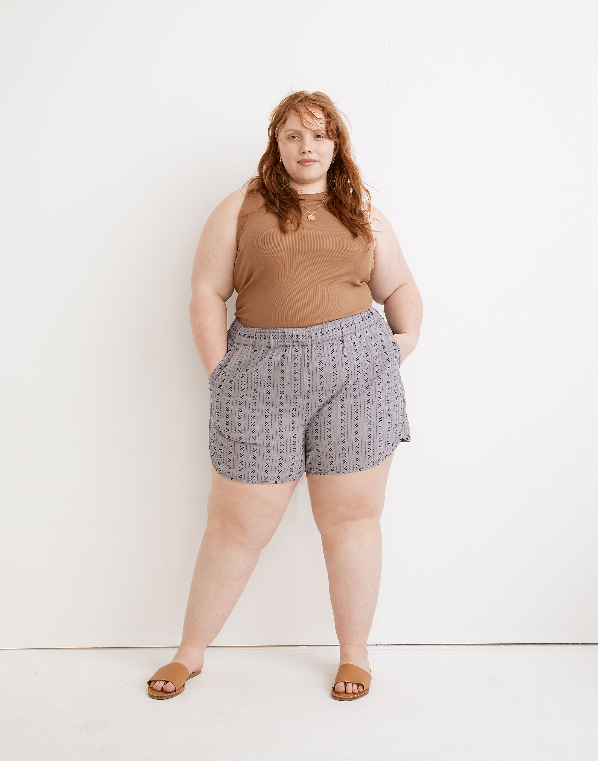 Plus Pull-On Dolphin Shorts in Jacquard Stripe