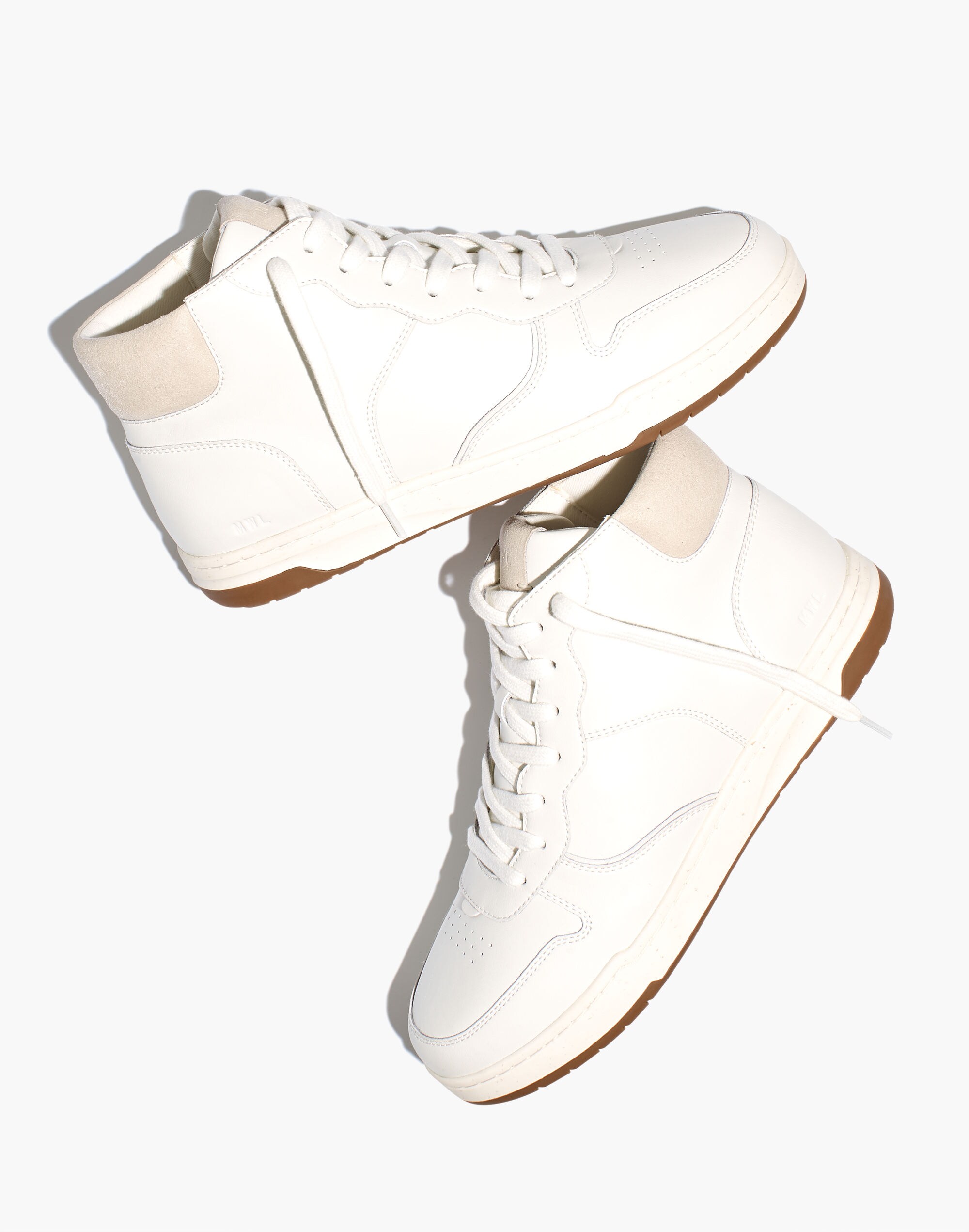 Court High-Top Sneakers in Antique White and Multi