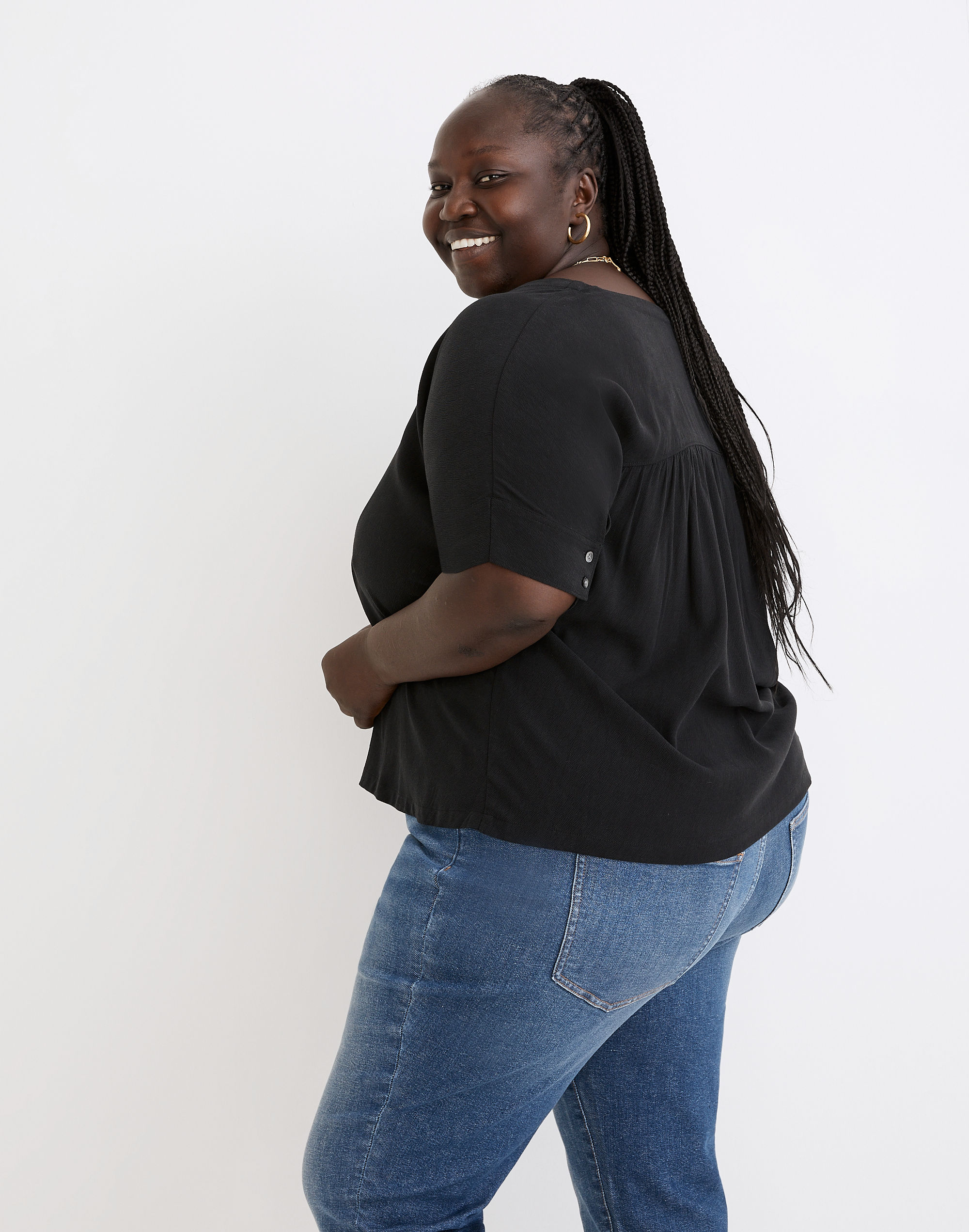 Plus V-Neck Dolman-Sleeve Top