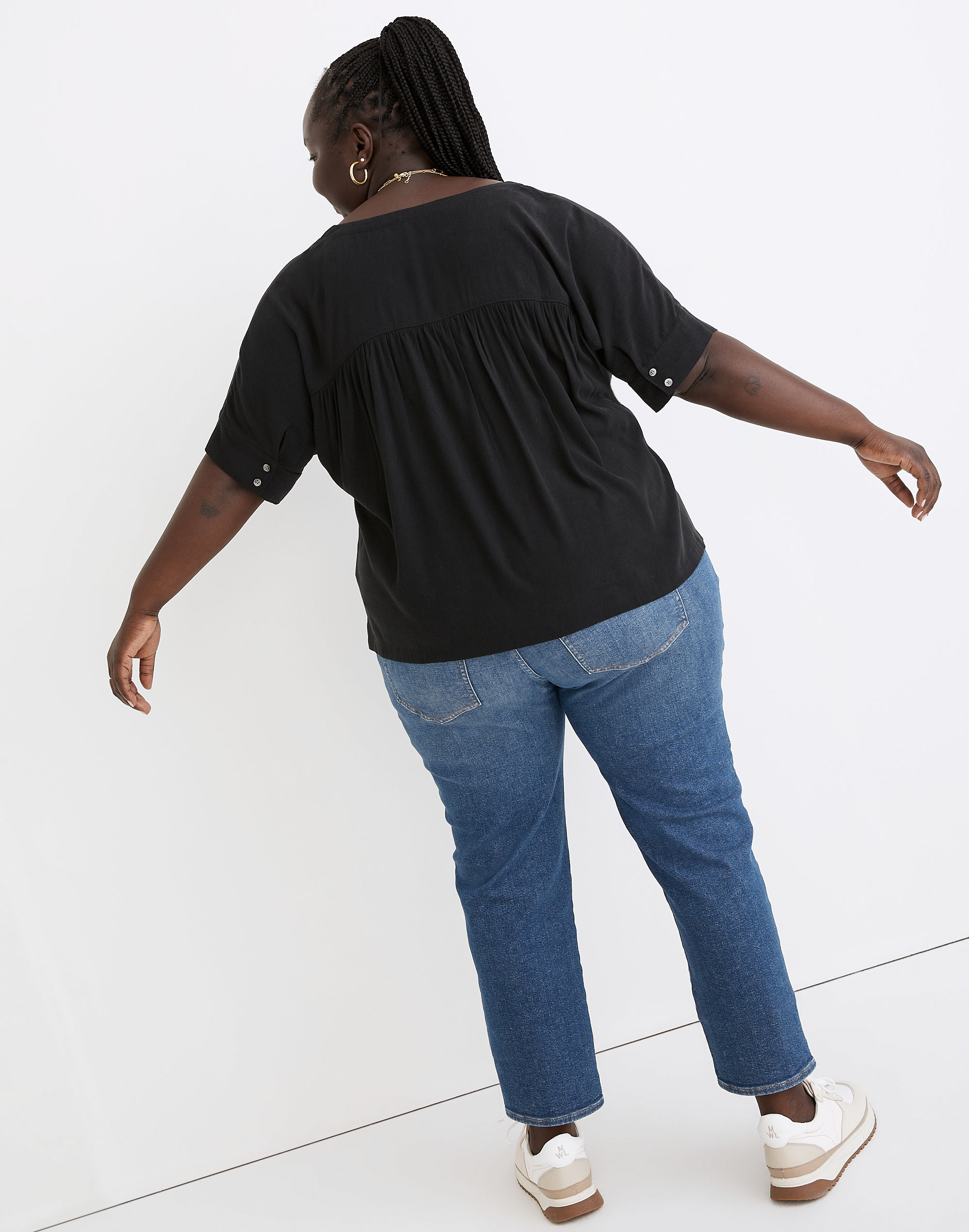 Plus V-Neck Dolman-Sleeve Top