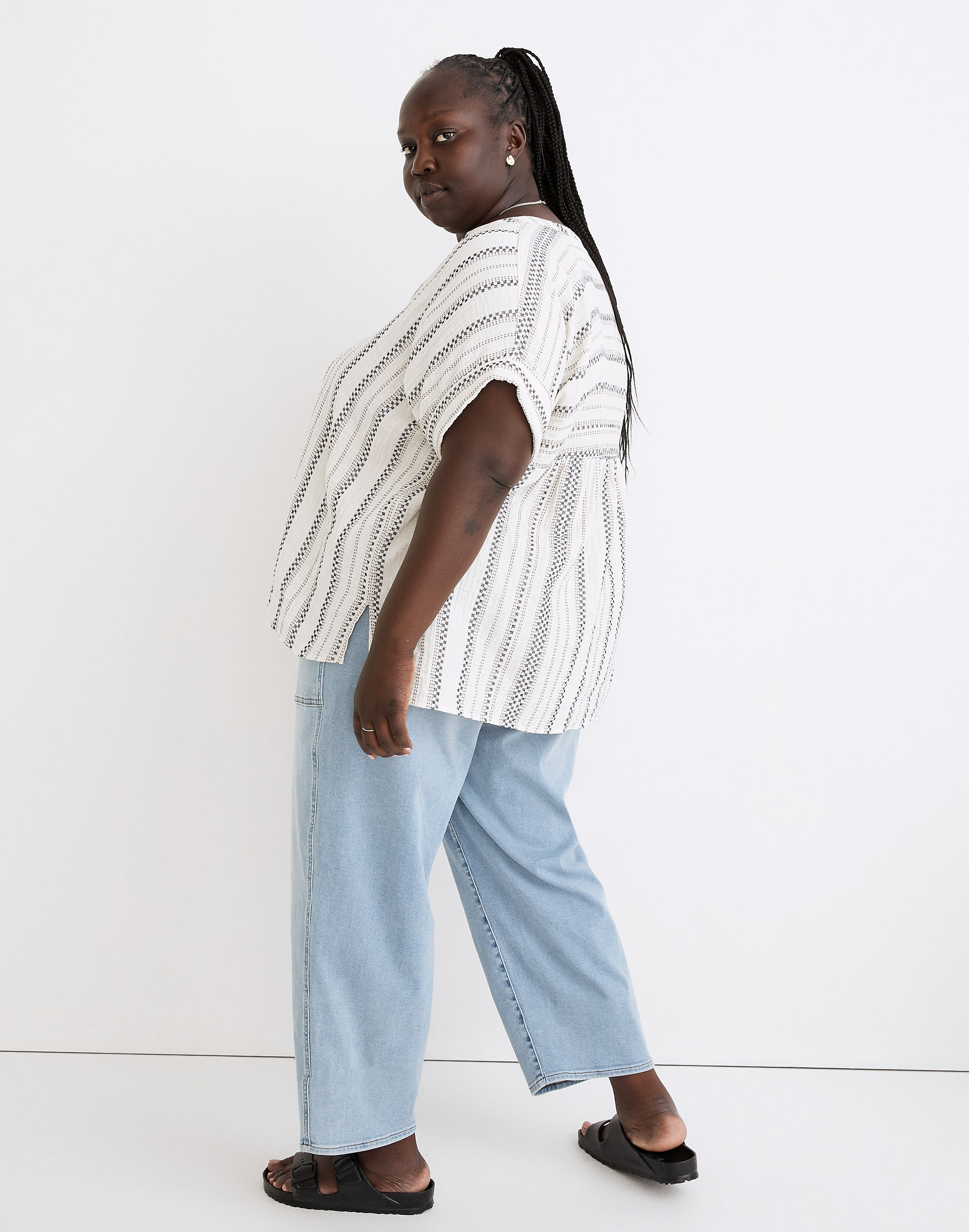 Plus Lightspun Lakeline Popover Shirt in Jacquard Stripe | Madewell