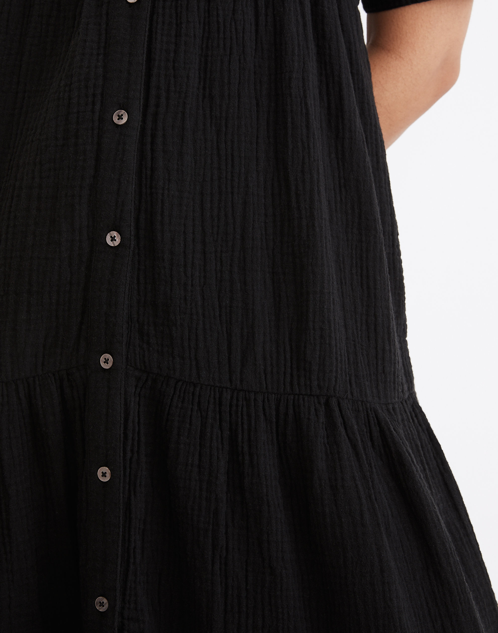 Lightspun Button-Front Tiered Midi Dress