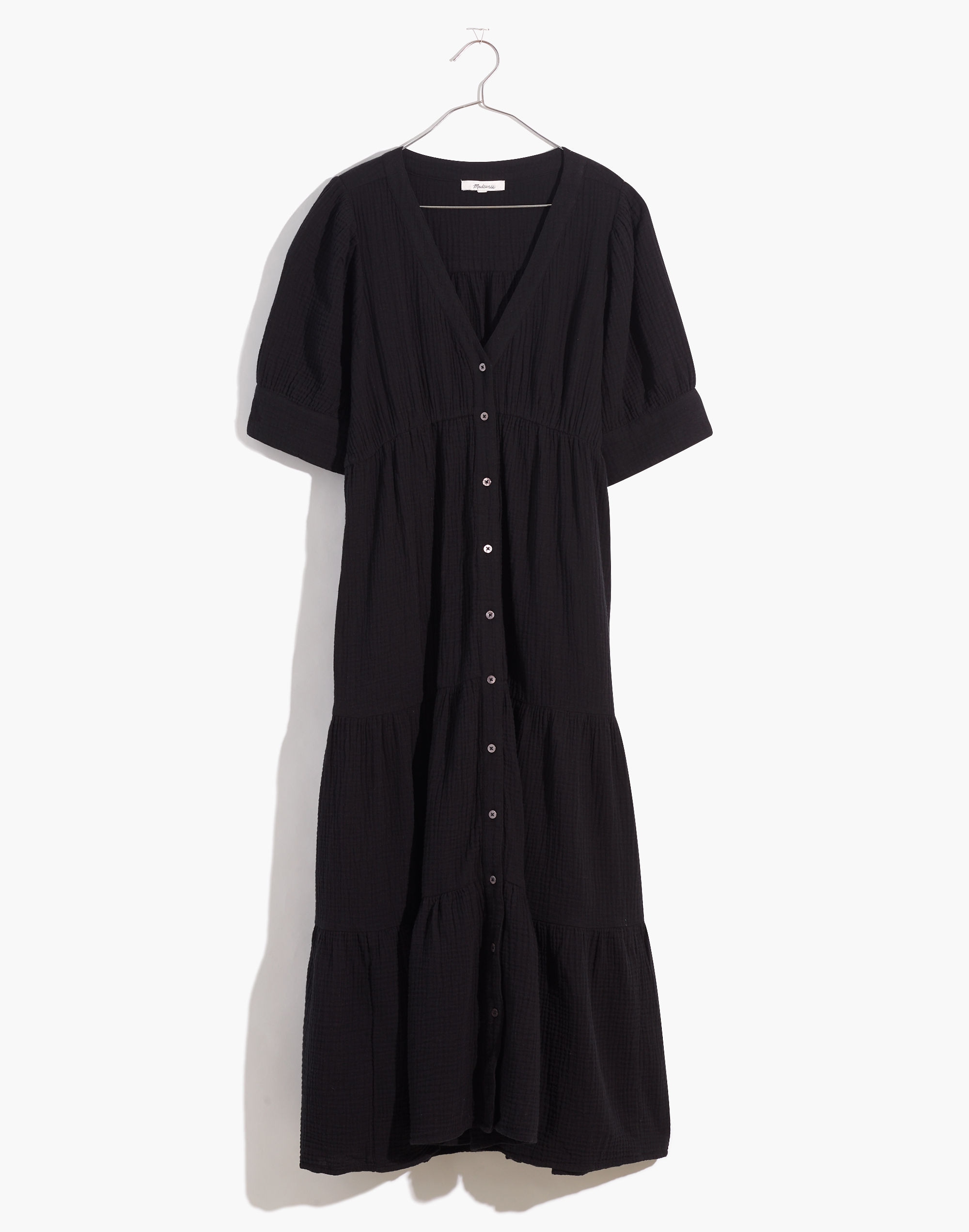 Lightspun Button-Front Tiered Midi Dress