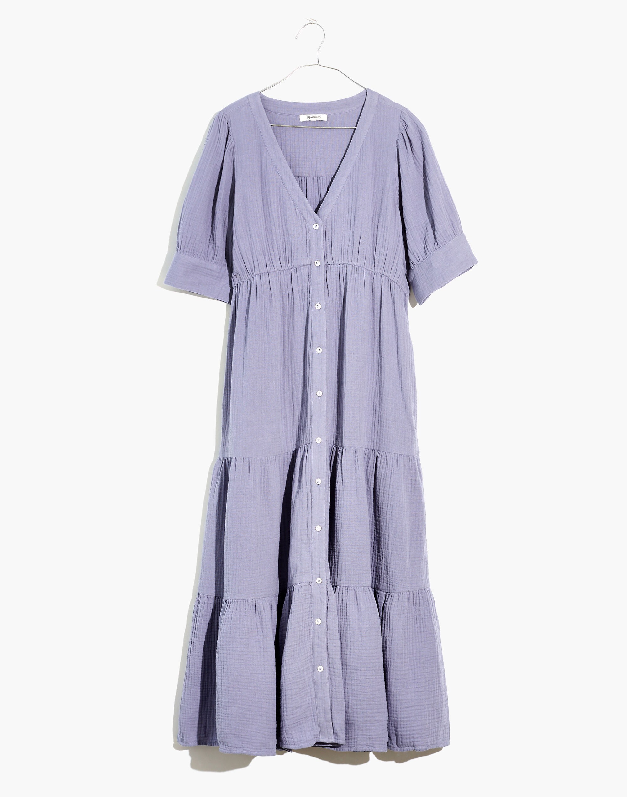 Petite Lightspun Button-Front Tiered Midi Dress
