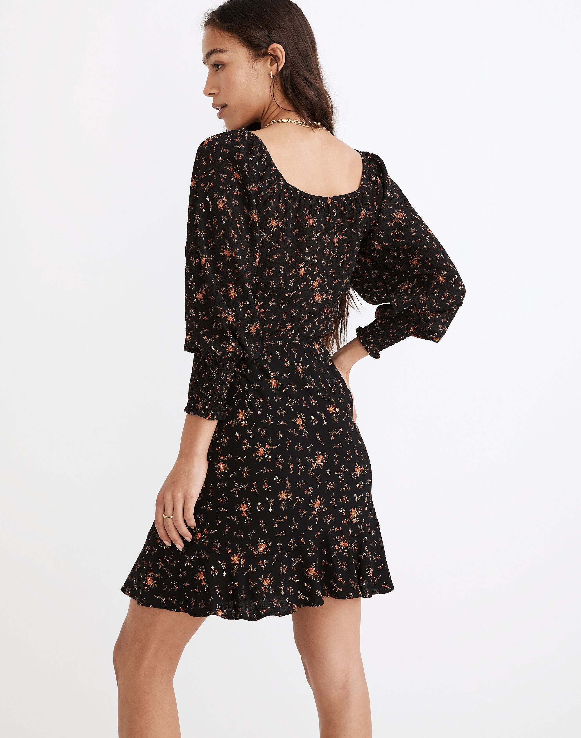 Flounce-Hem Mini Slip Skirt in Fresh Sprigs