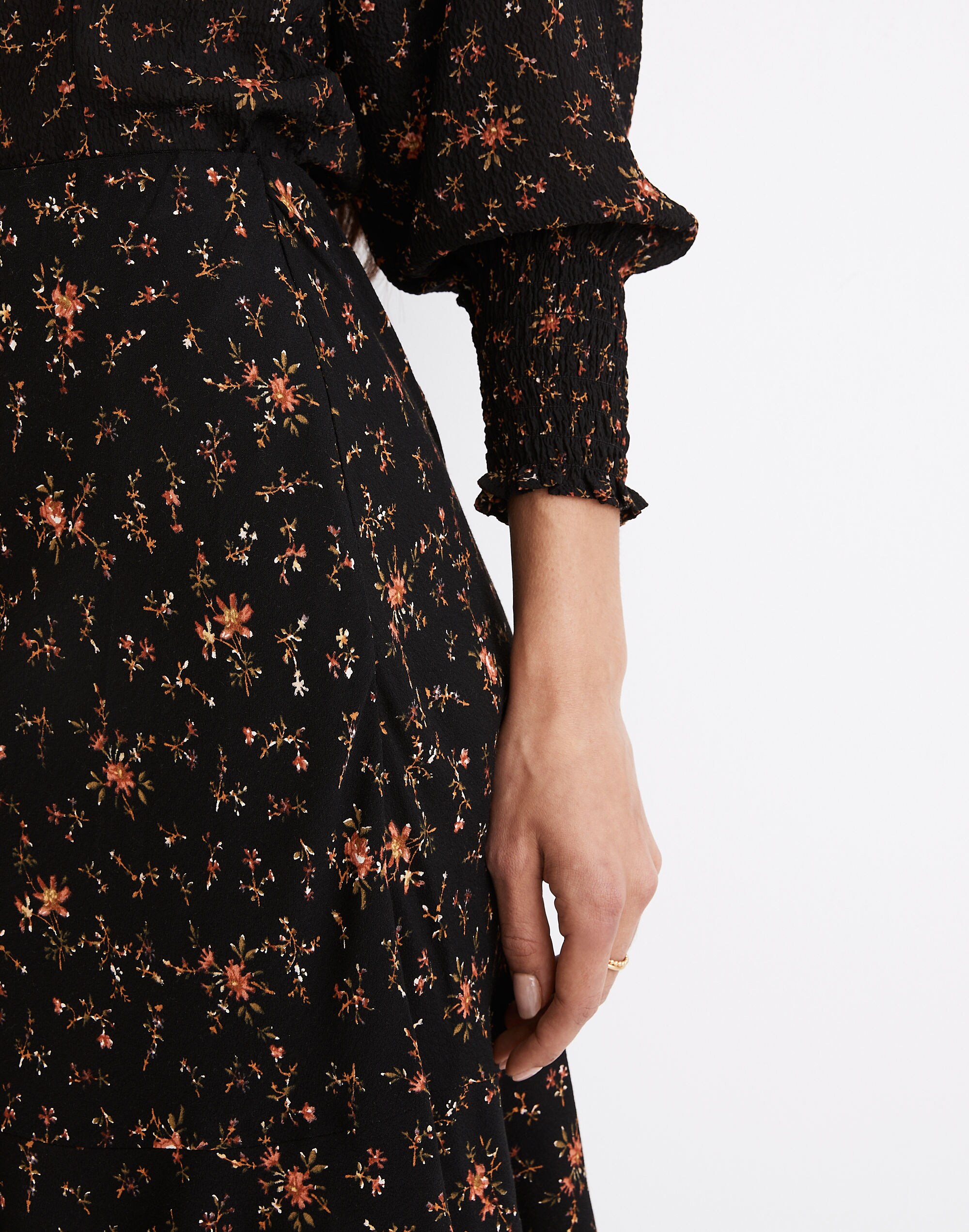 Flounce-Hem Mini Slip Skirt in Fresh Sprigs