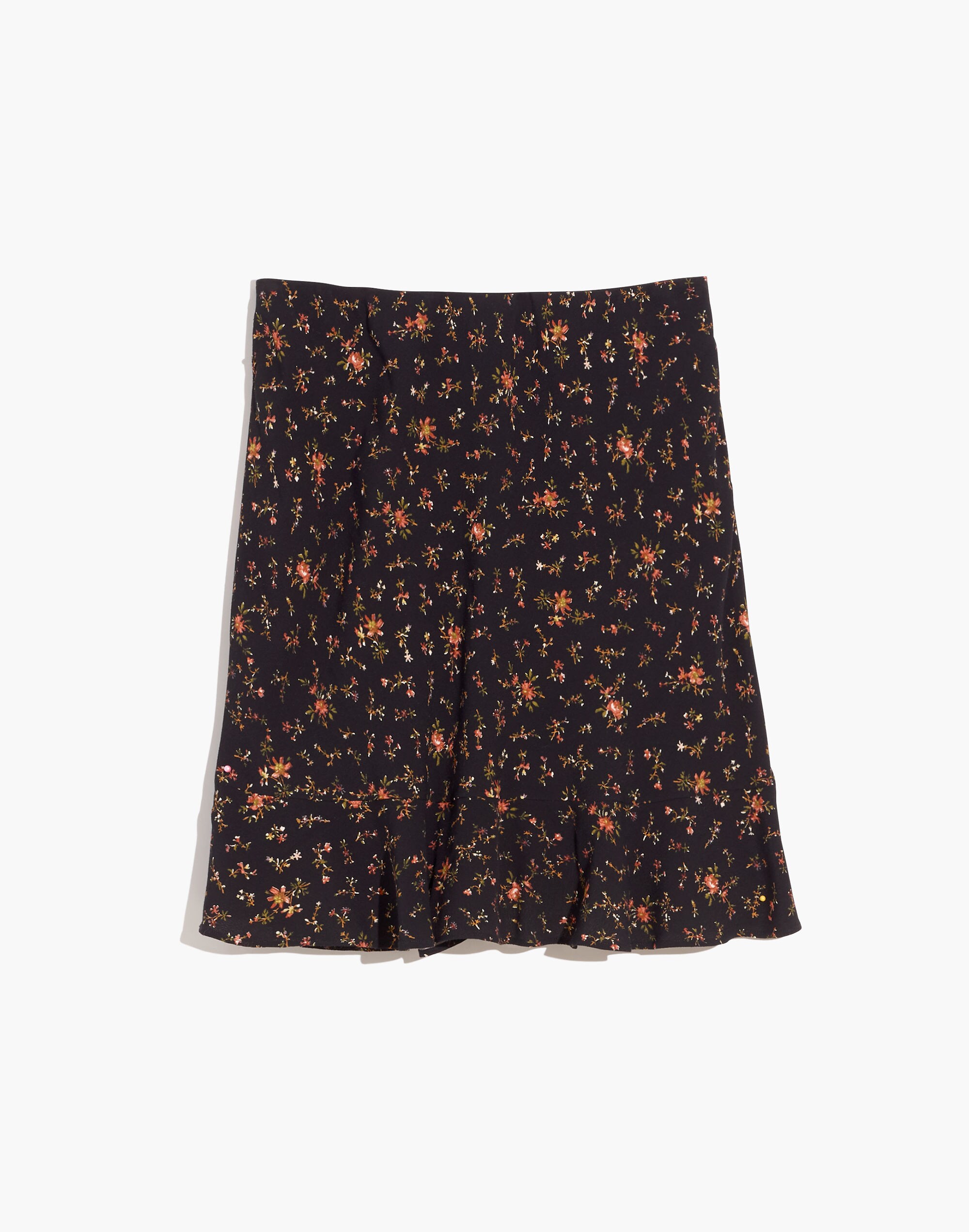 Flounce-Hem Mini Slip Skirt in Fresh Sprigs