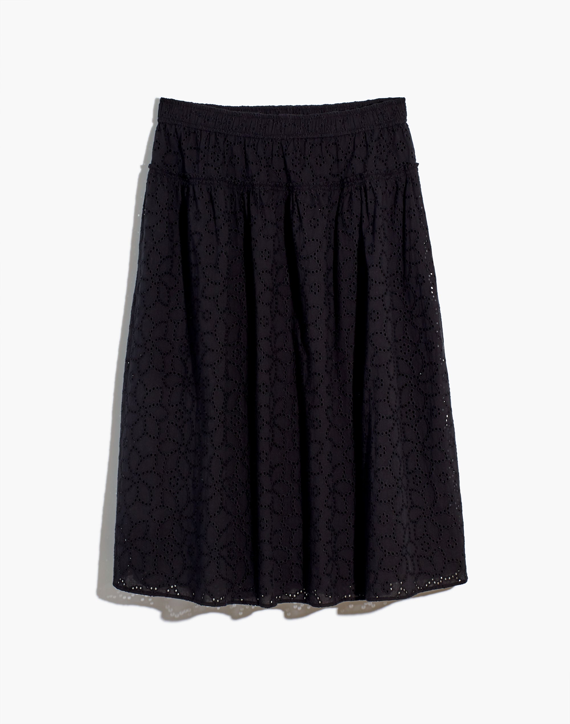 Eyelet Pull-On Midi Skirt