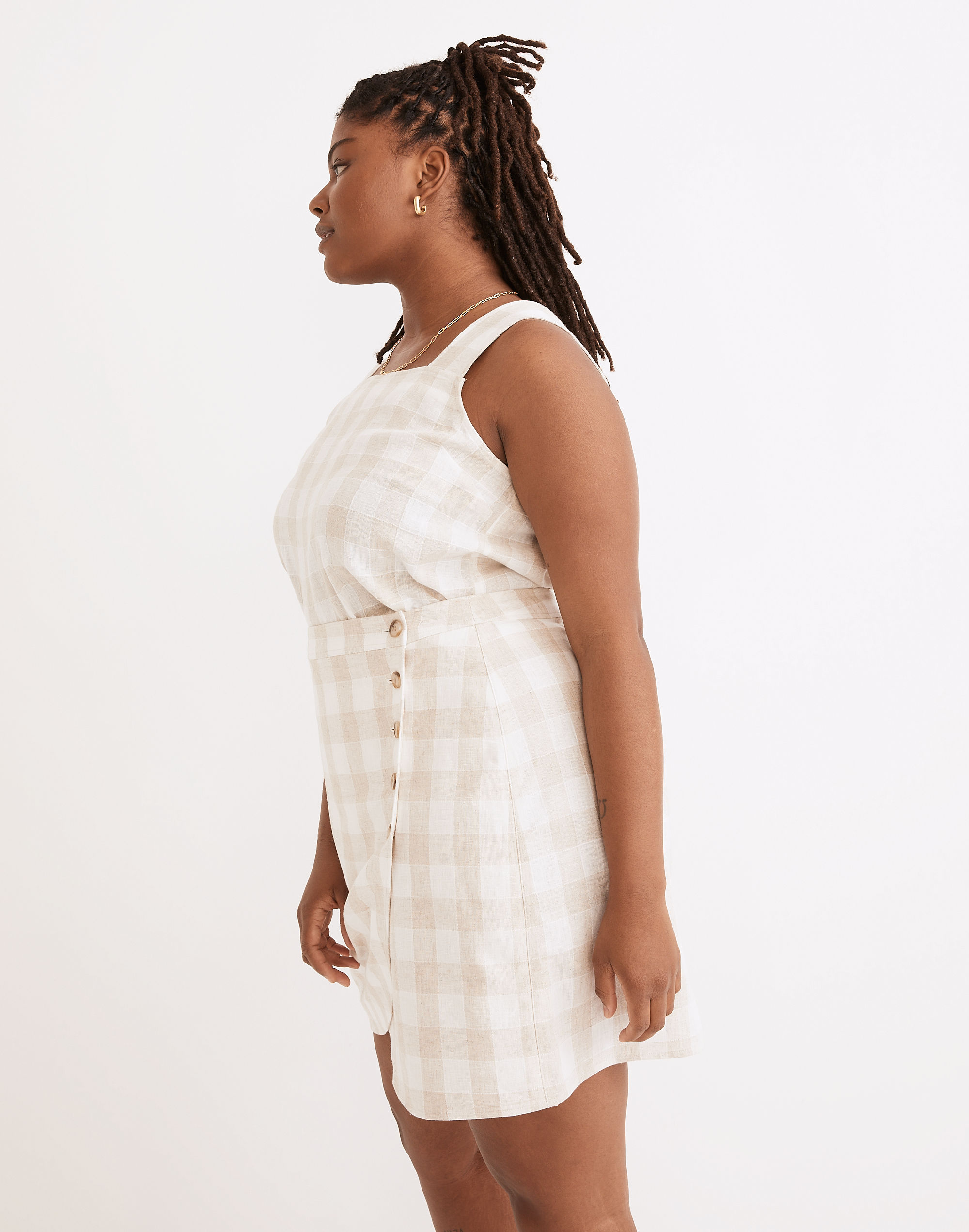 Linen-Blend Tulip-Hem Mini Skirt: Undyed Edition