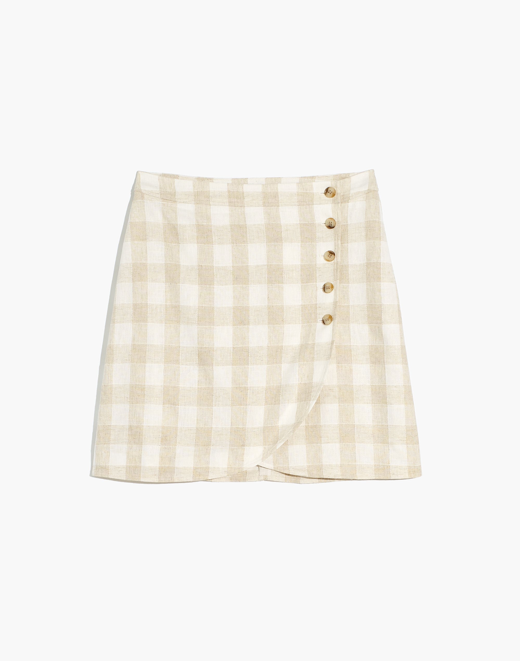 Linen-Blend Tulip-Hem Mini Skirt: Undyed Edition