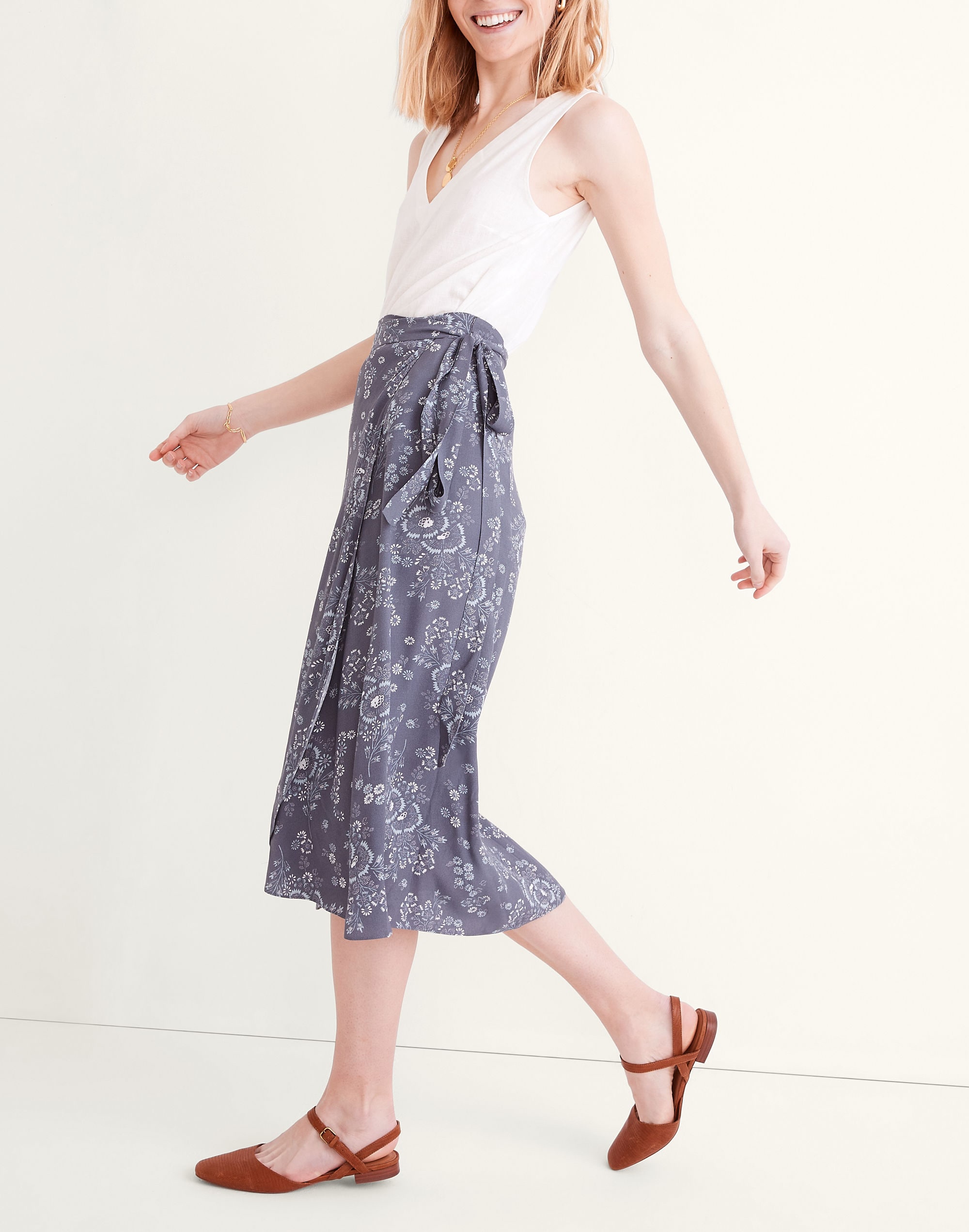 Wrap Midi Skirt in Archival Floral