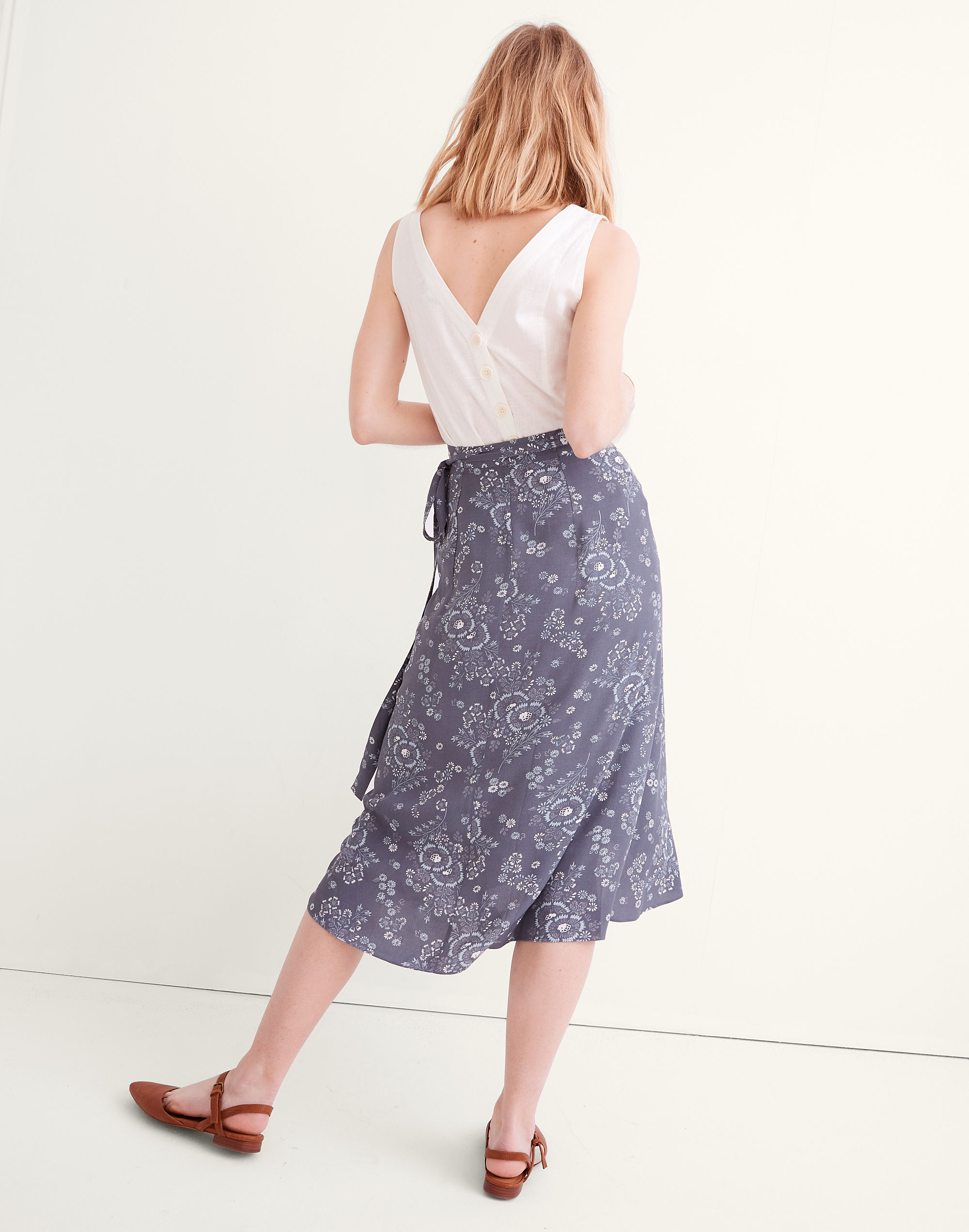 Wrap Midi Skirt in Archival Floral