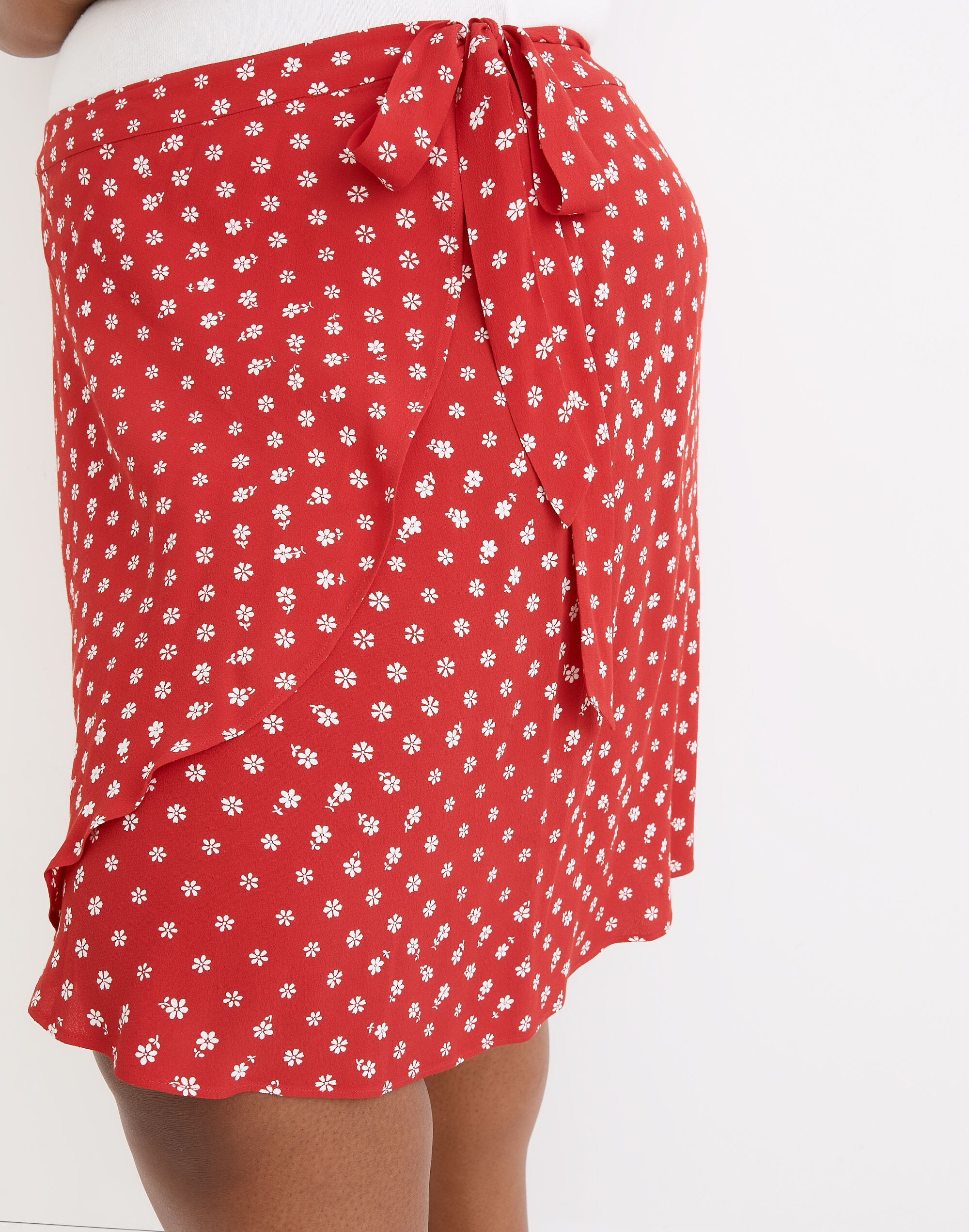 Plus Wrap Mini Skirt in Bandana Flower