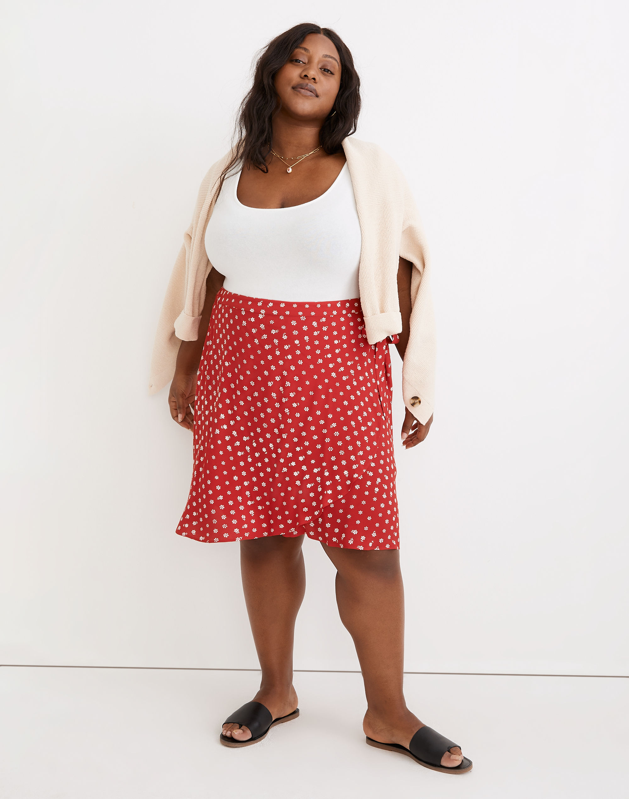 plus wrap mini skirt in bandana flower