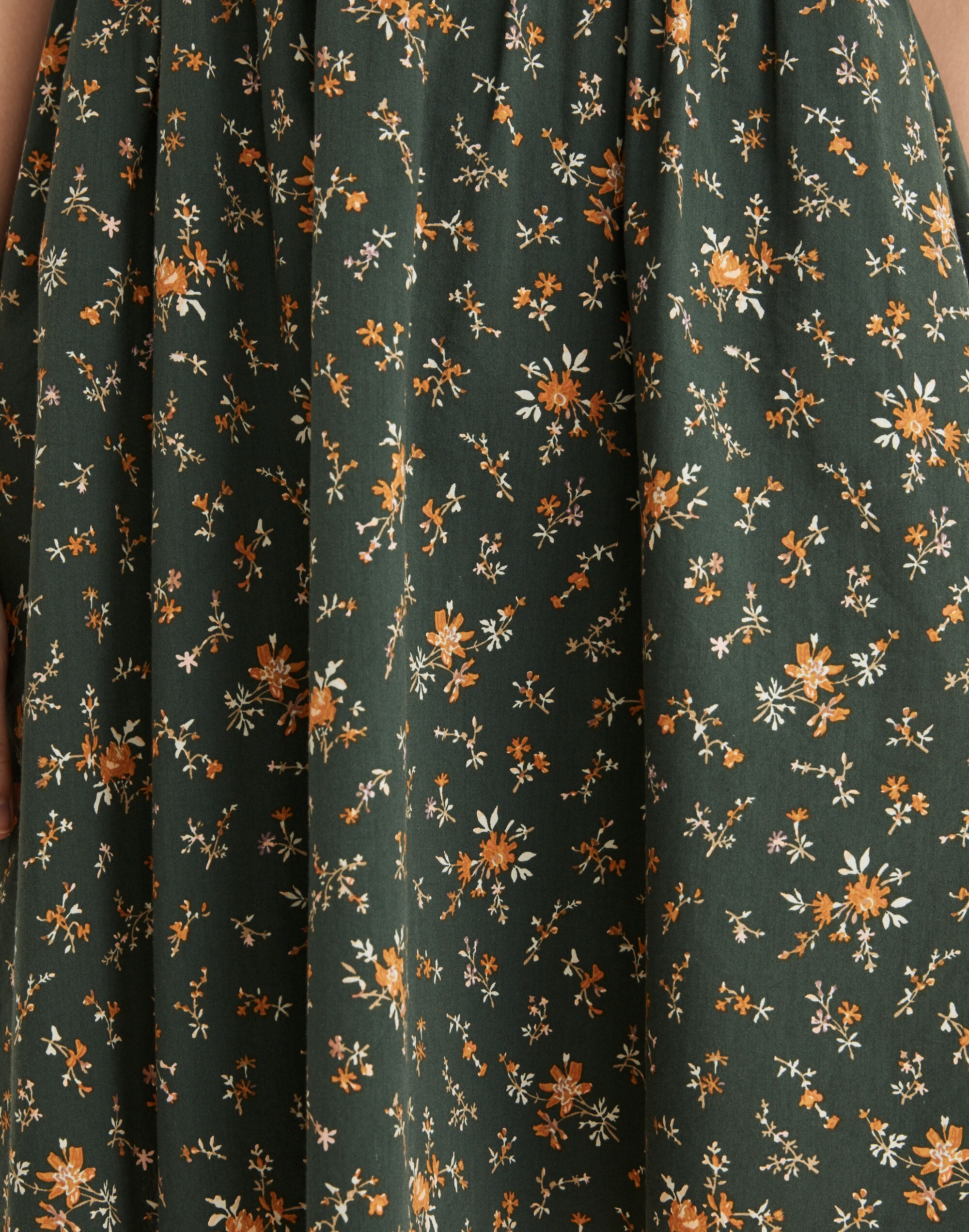 Poplin V-Neck Bubble-Sleeve Mini Dress in Fresh Sprigs