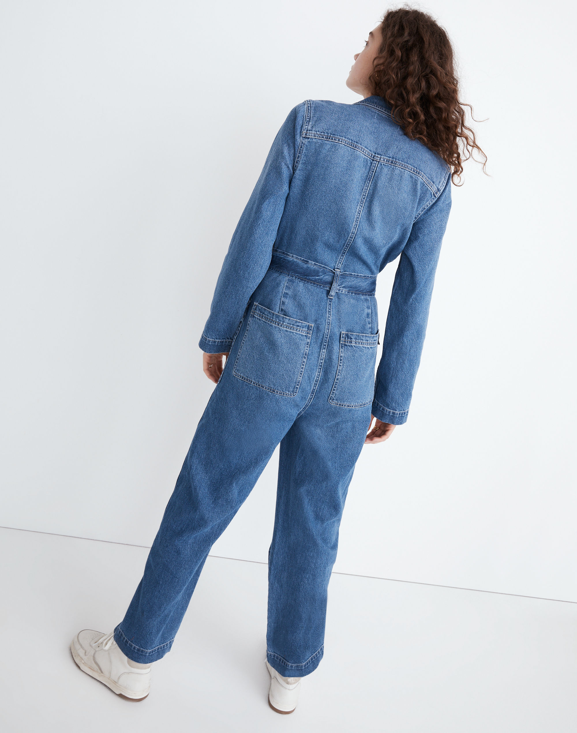 Petite Denim Tie-Waist Jumpsuit in Claireville Wash