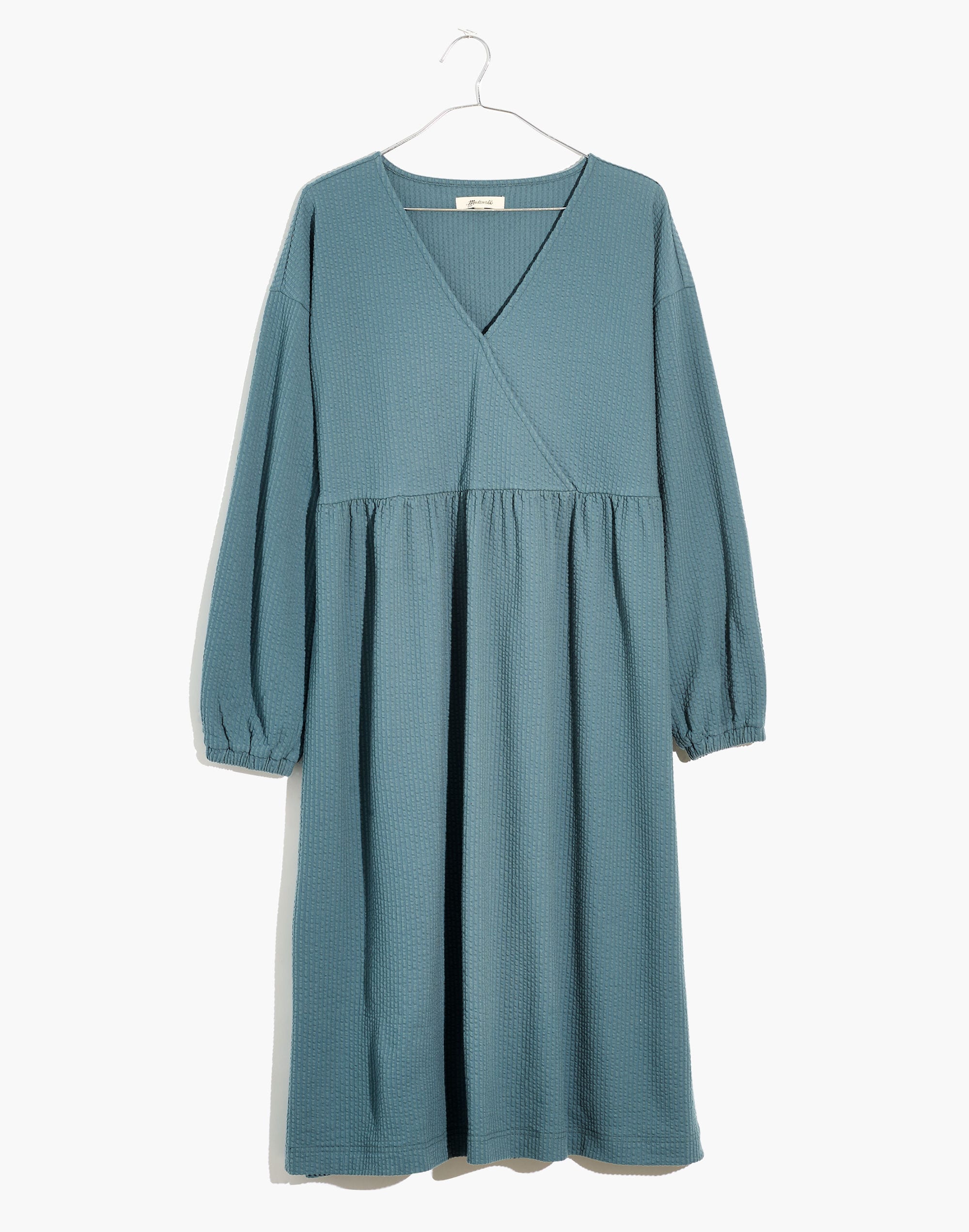 Long-Sleeve V-Neck Crossover Dress
