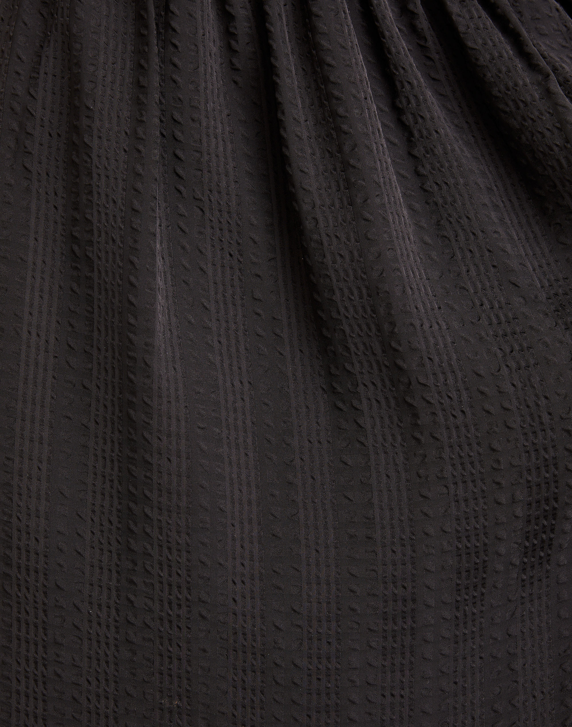 Square-Neck Tiered Midi Dress in Textured Seersucker