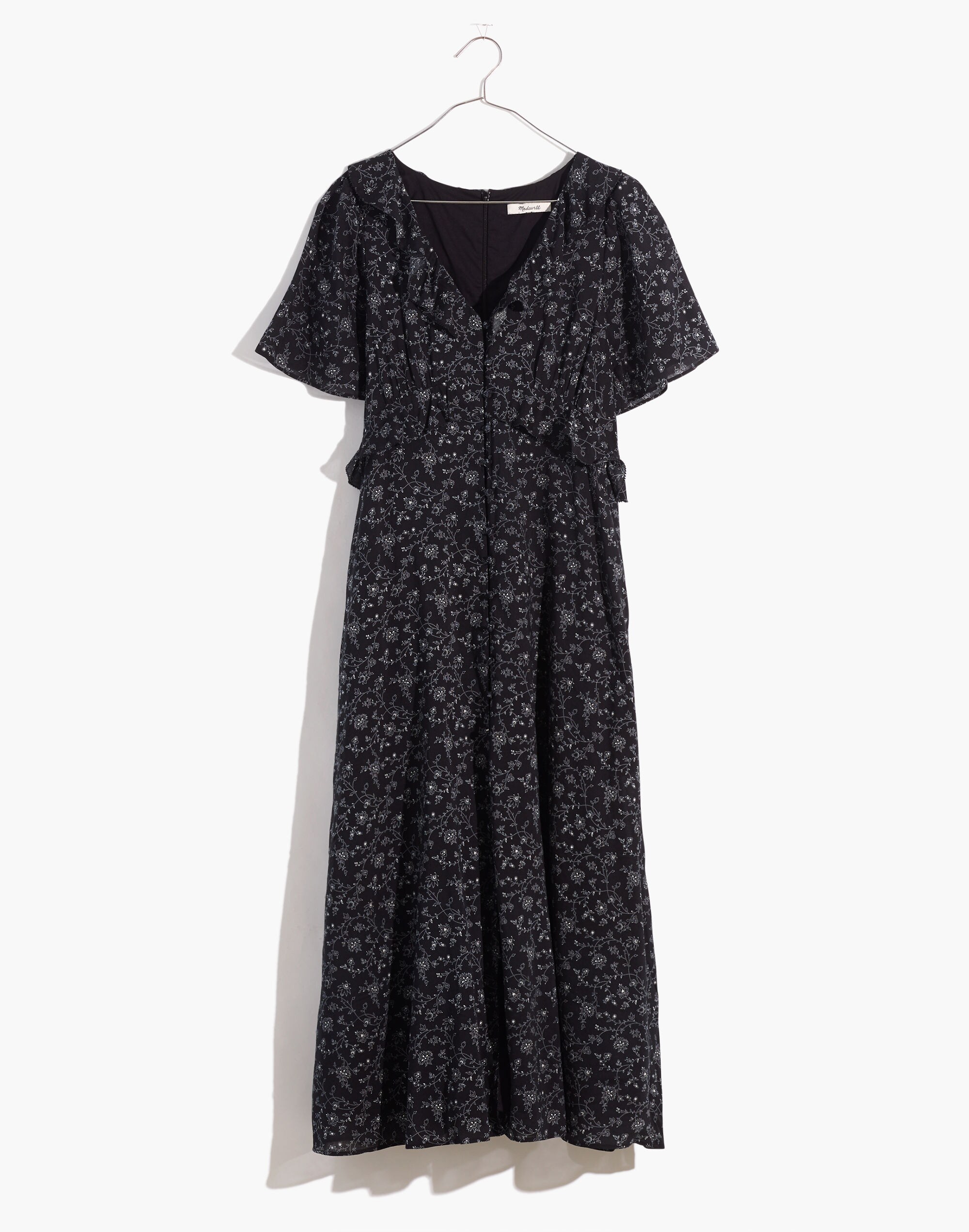 Ruffled Tiered Midi Dress in Dotted Vines