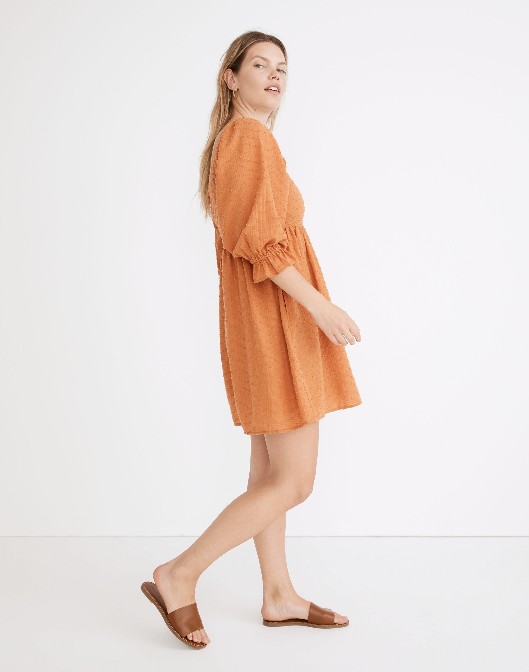 Puff-Sleeve Waisted Mini Dress