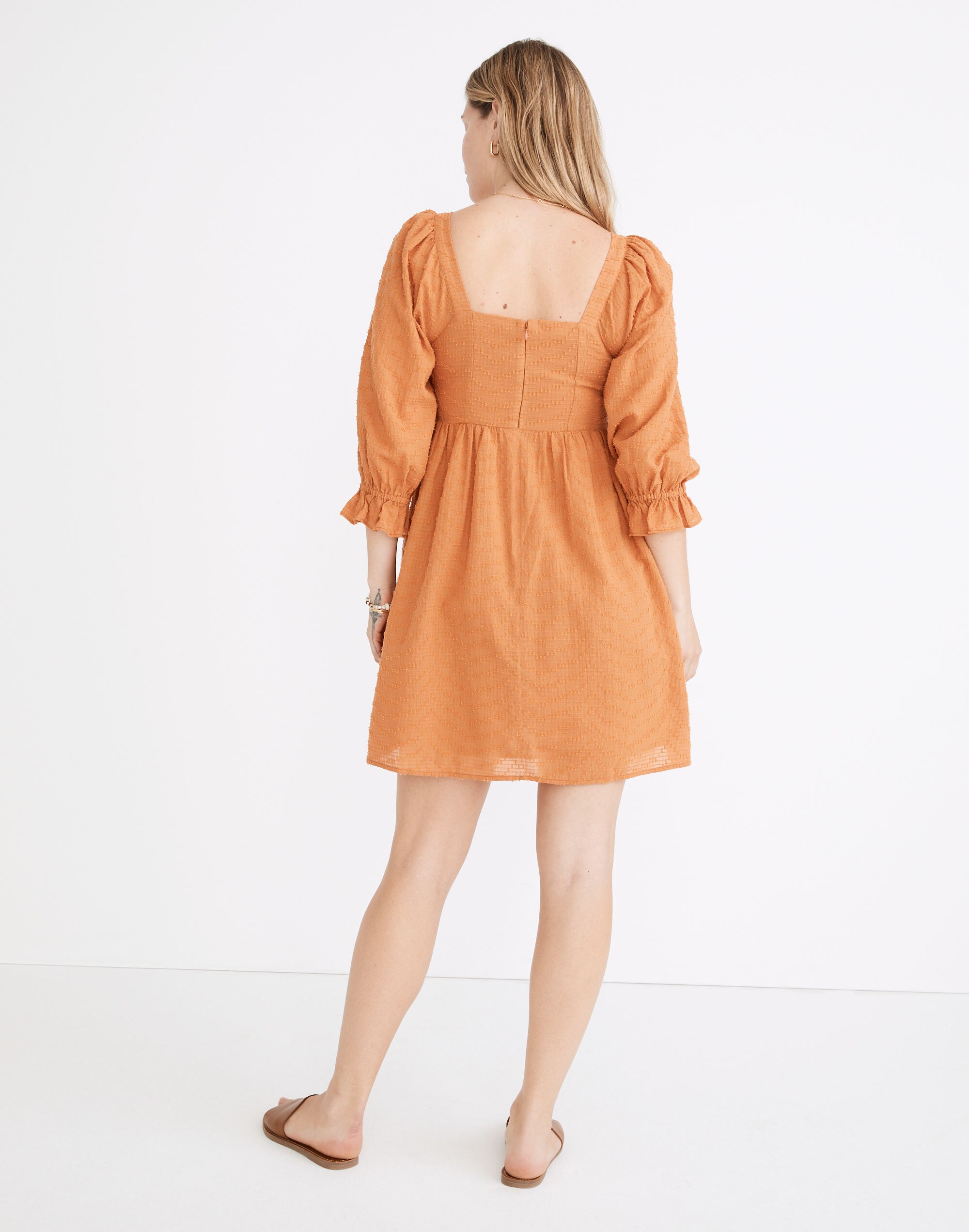 Puff-Sleeve Waisted Mini Dress