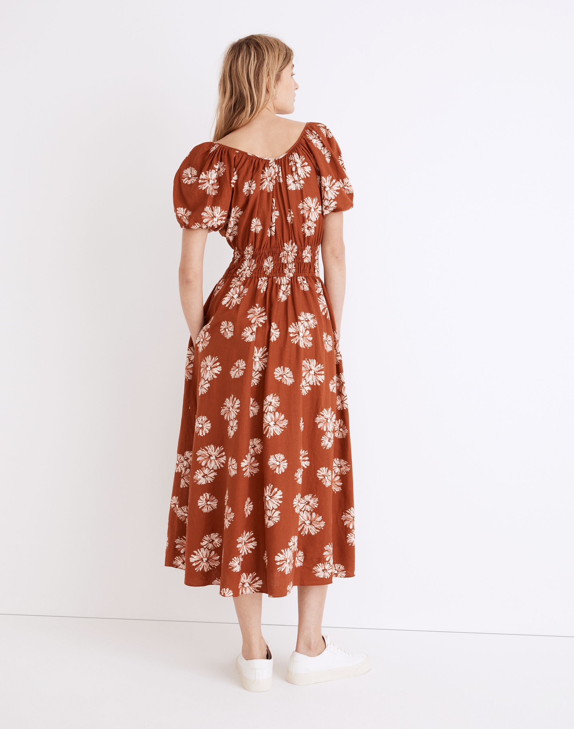 Linen-Blend Sophia Midi Dress