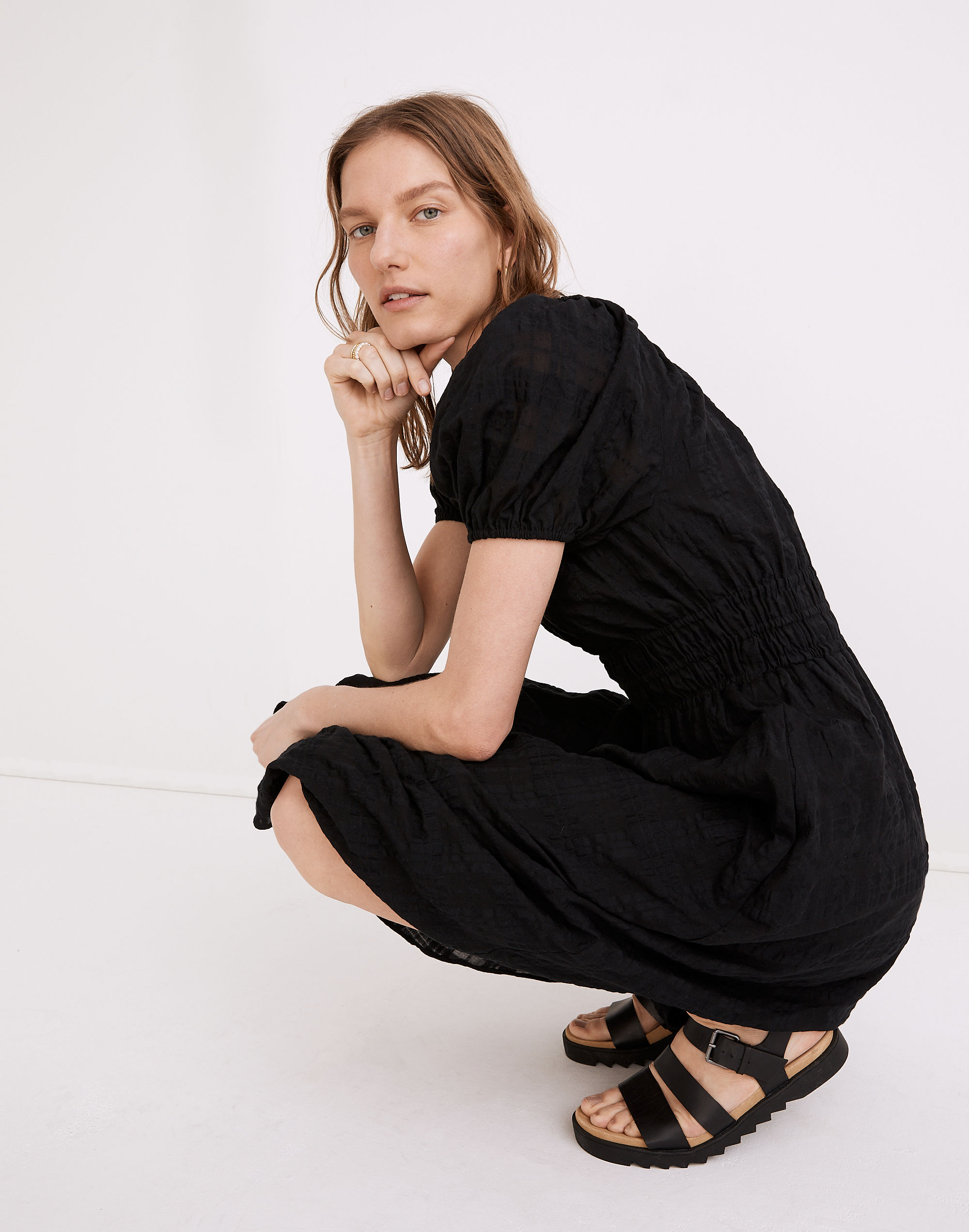 Sophia Midi Dress in Seersucker Check | Madewell