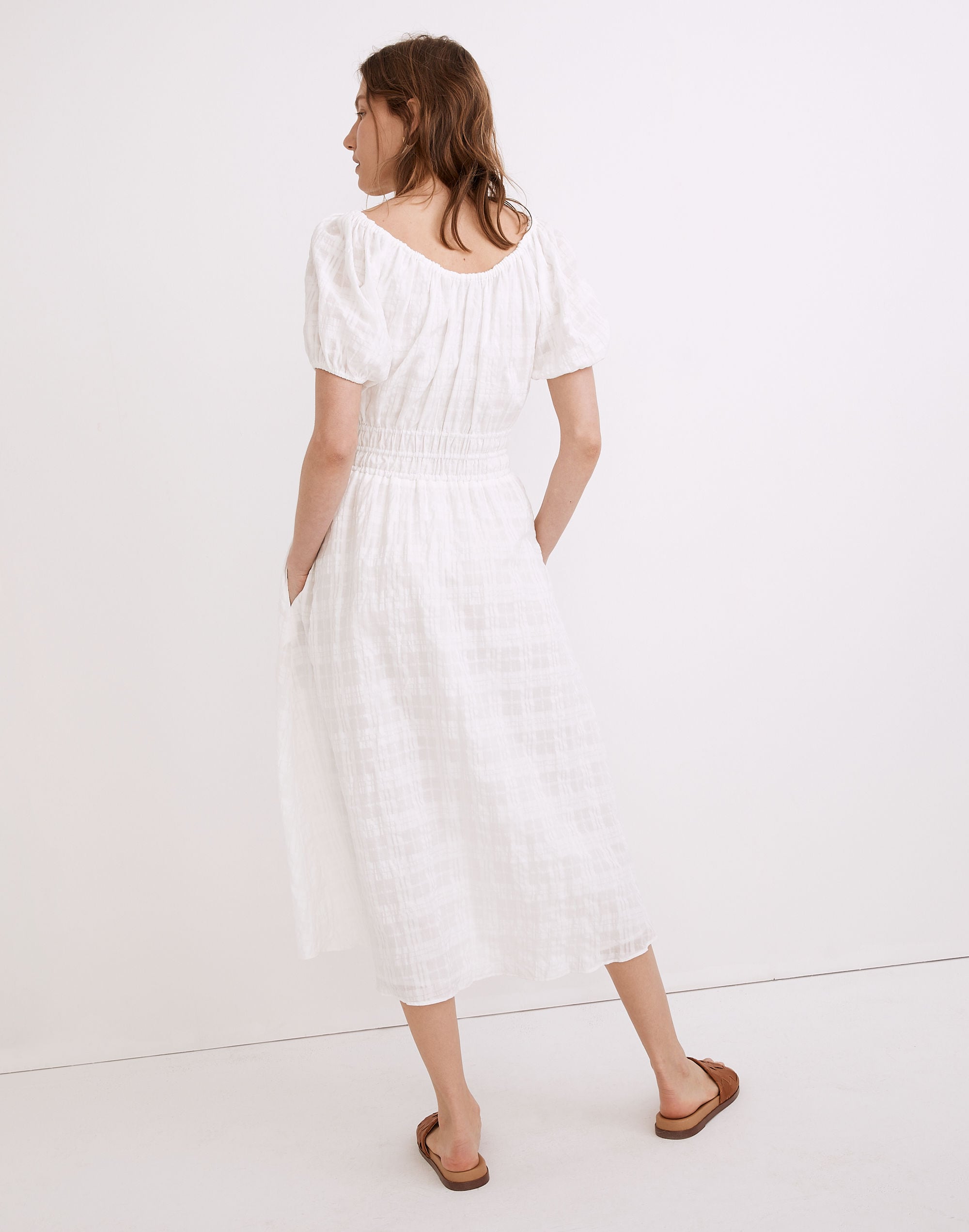 Sophia Midi Dress in Seersucker Check