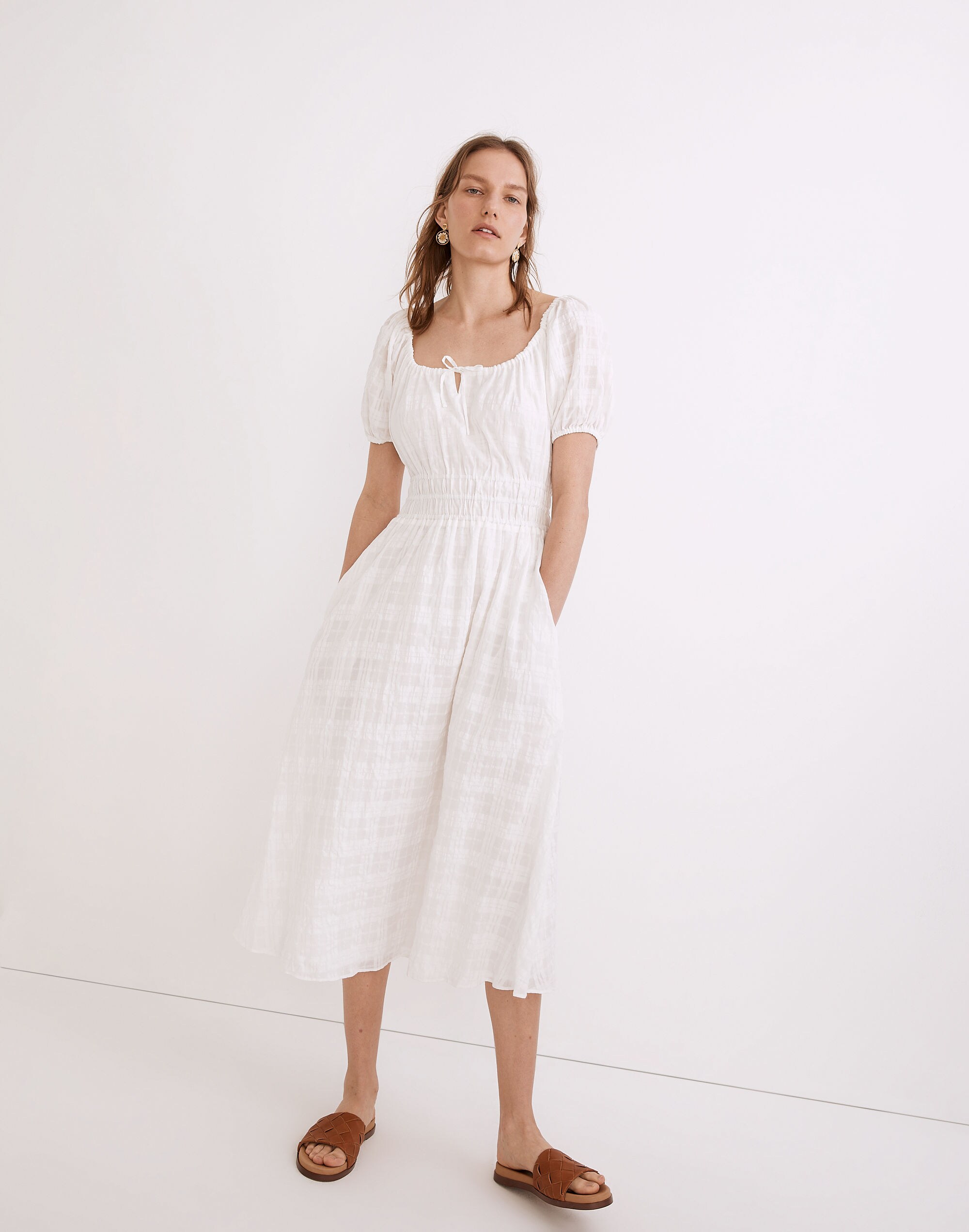 Sophia Midi Dress in Seersucker Check