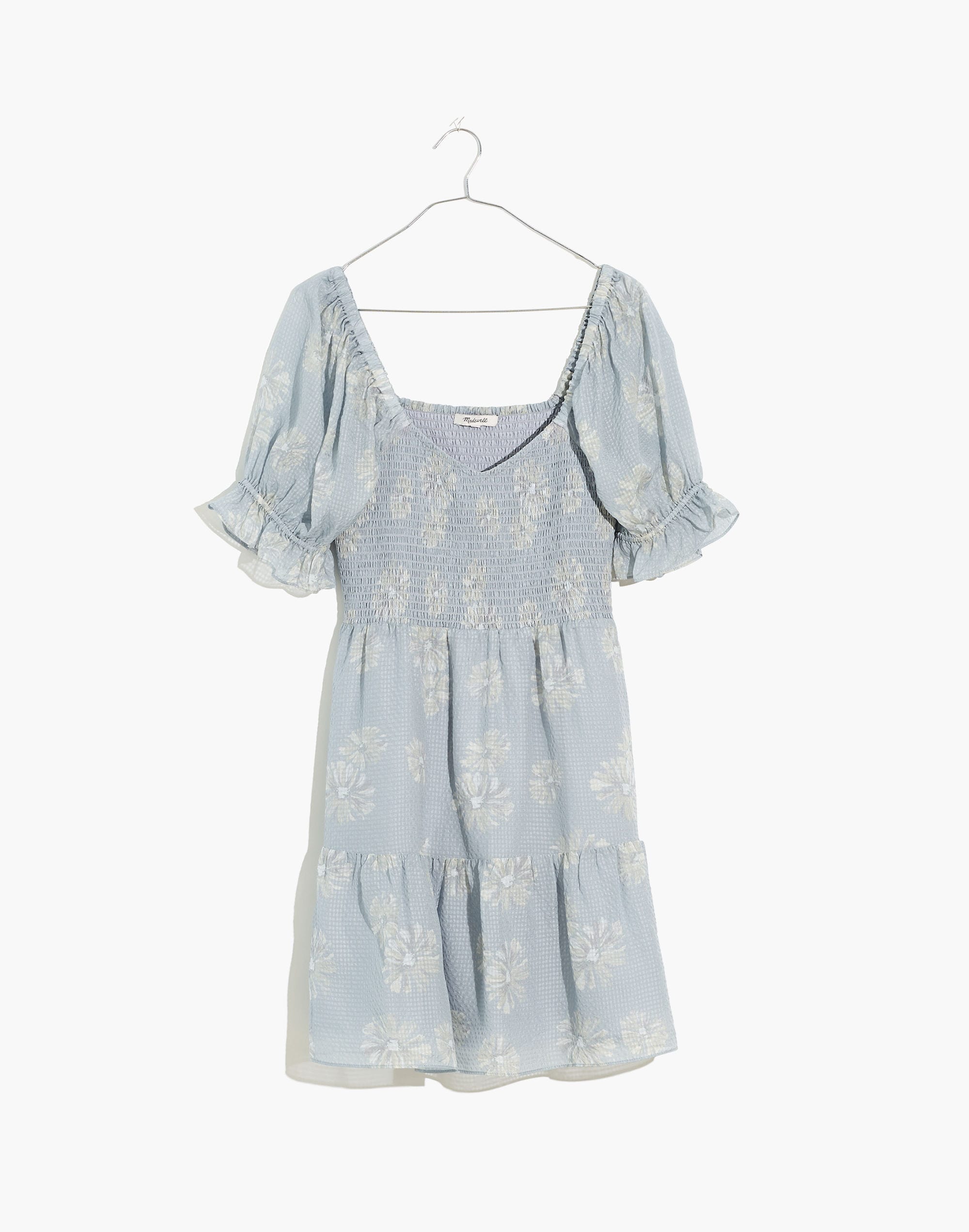 Silk Lucie Smocked Mini Dress in Moody Blooms