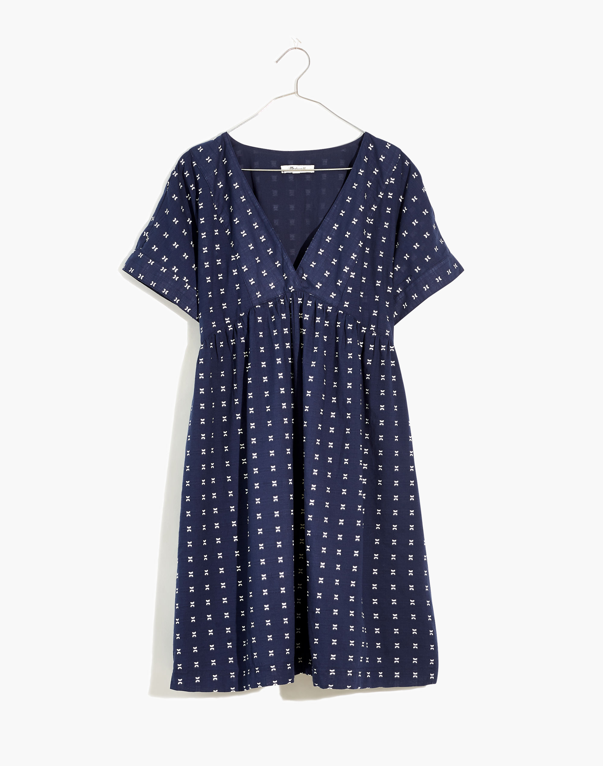 V-Neck Dolman-Sleeve Mini Dress in Textured Dot | Madewell