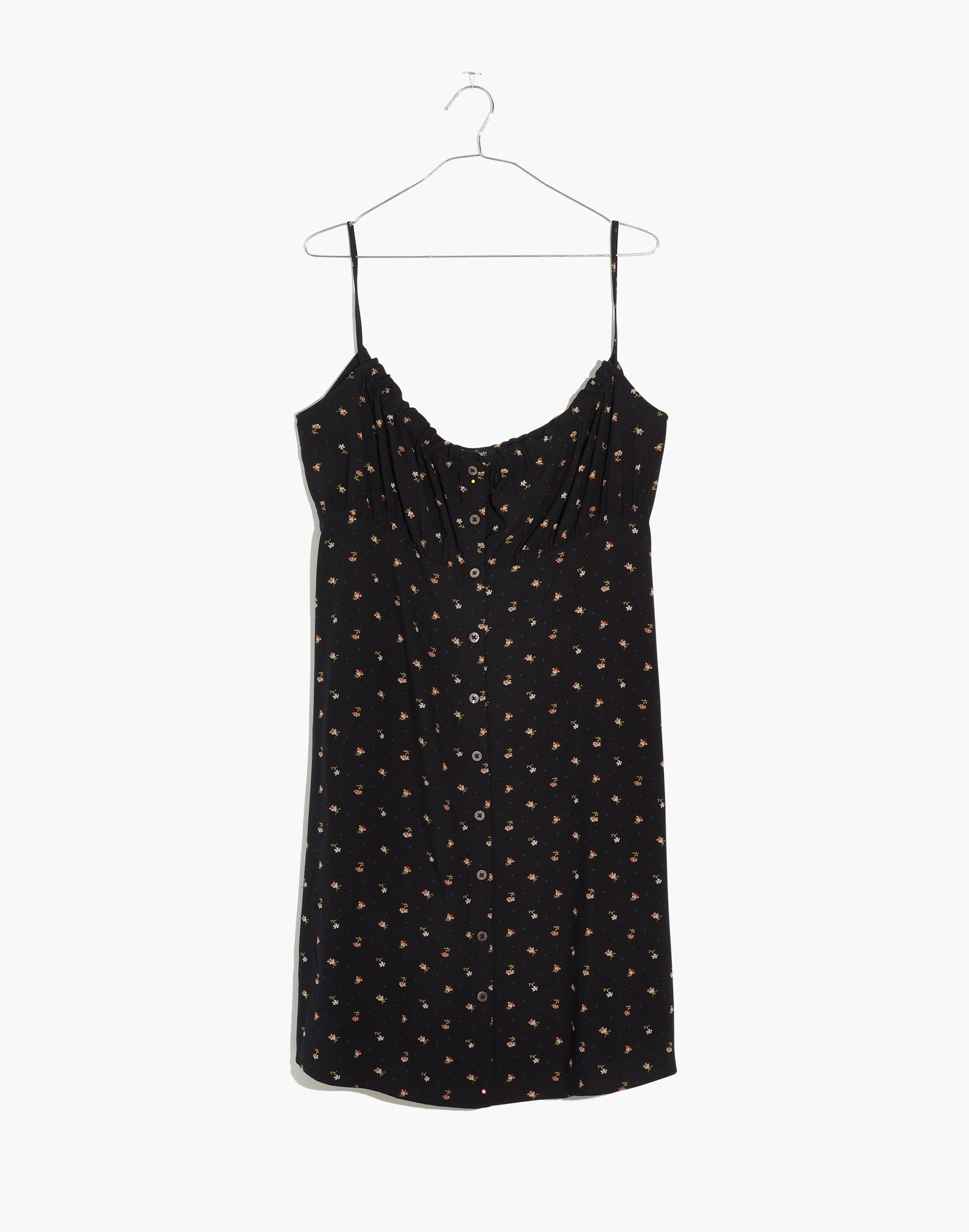 Tie-Back Button-Front Mini Dress in Geodot Floral