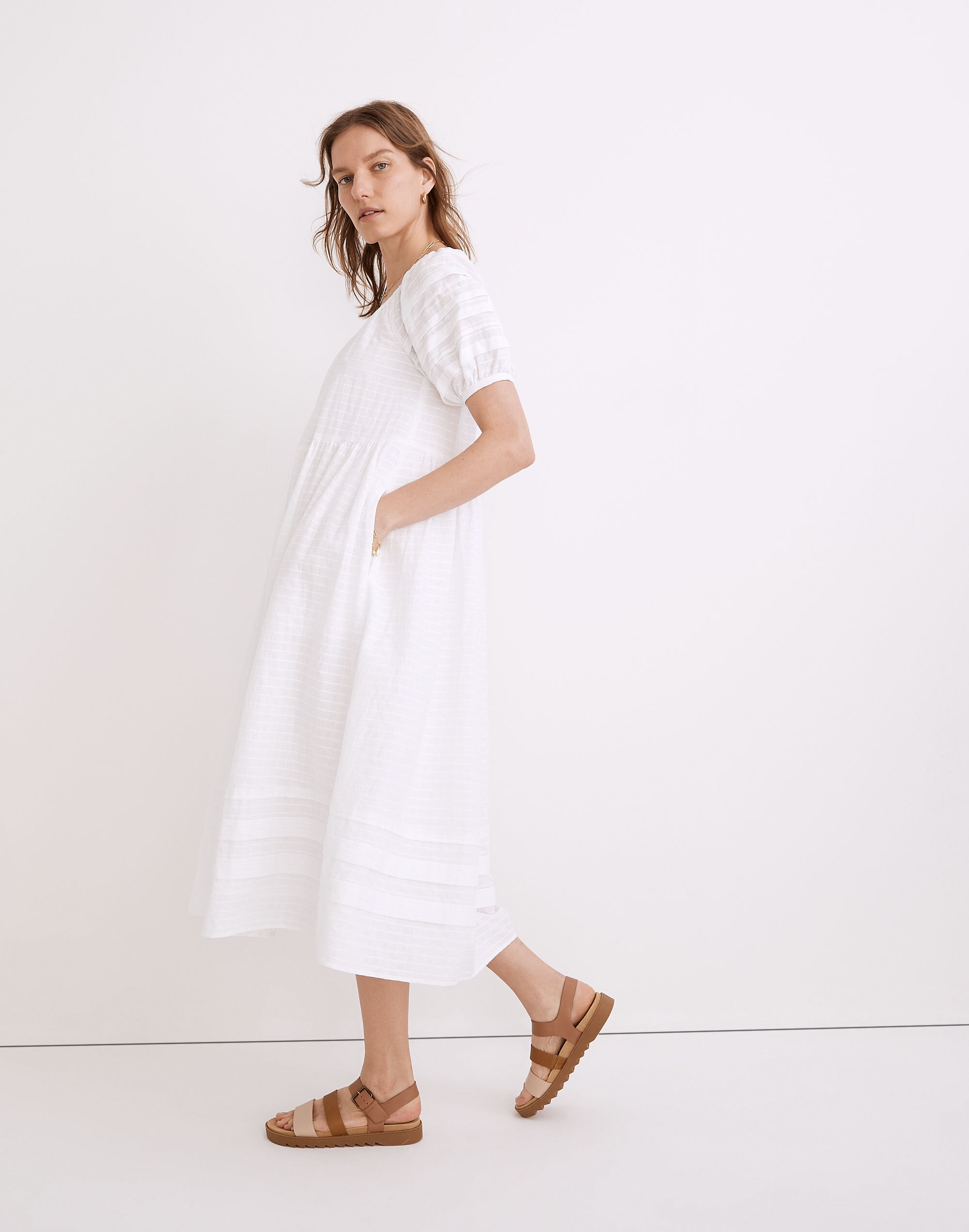 Pintuck Easy Midi Dress