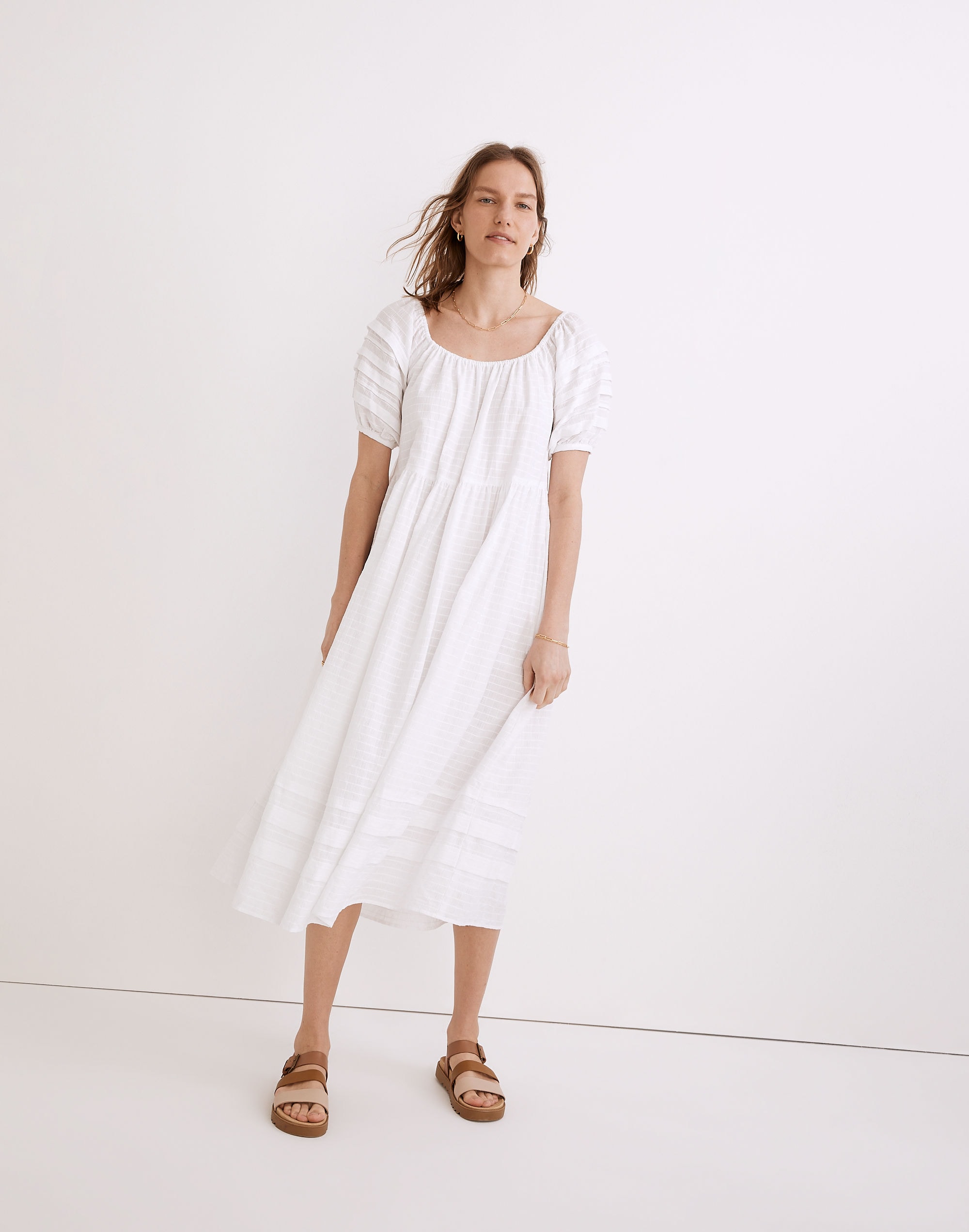 Pintuck Easy Midi Dress