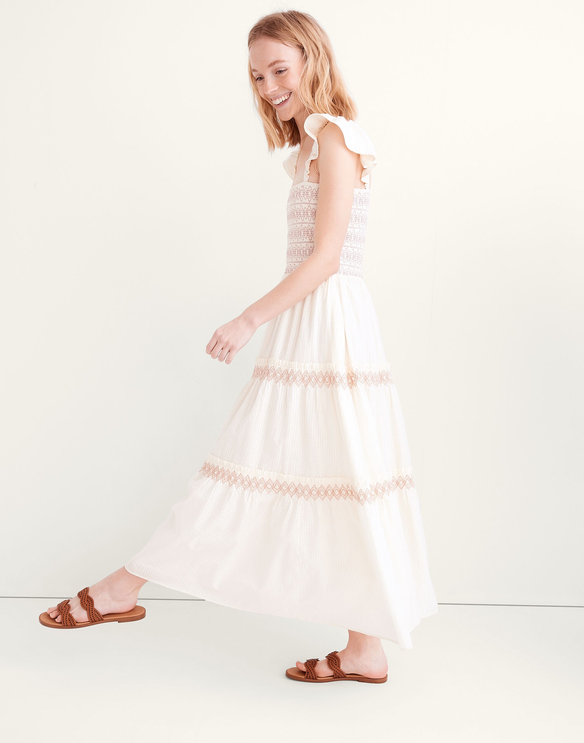 Lucie Smocked Tiered Midi Dress