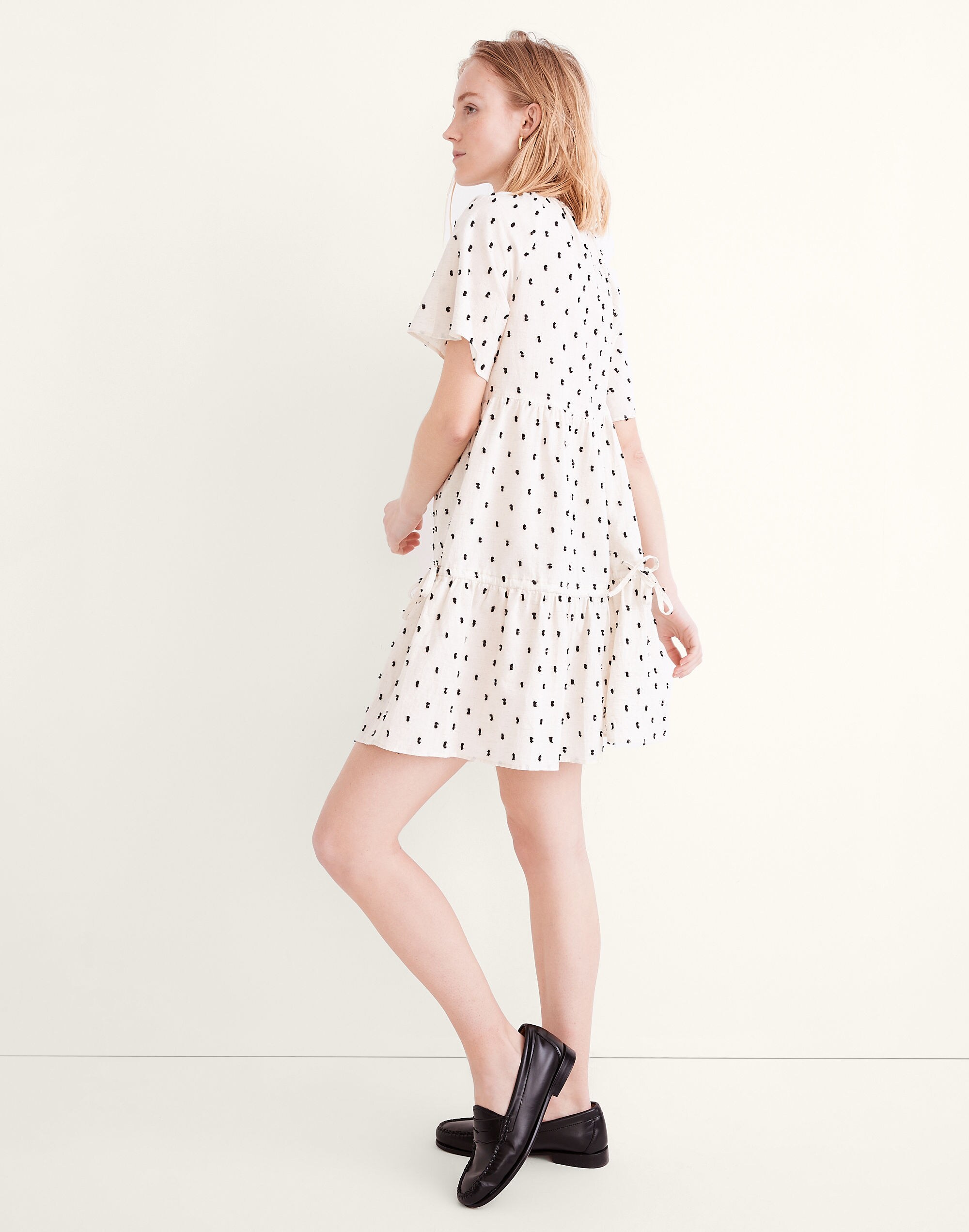 Cotton-Linen Lorelei Mini Dress in Clip Dot