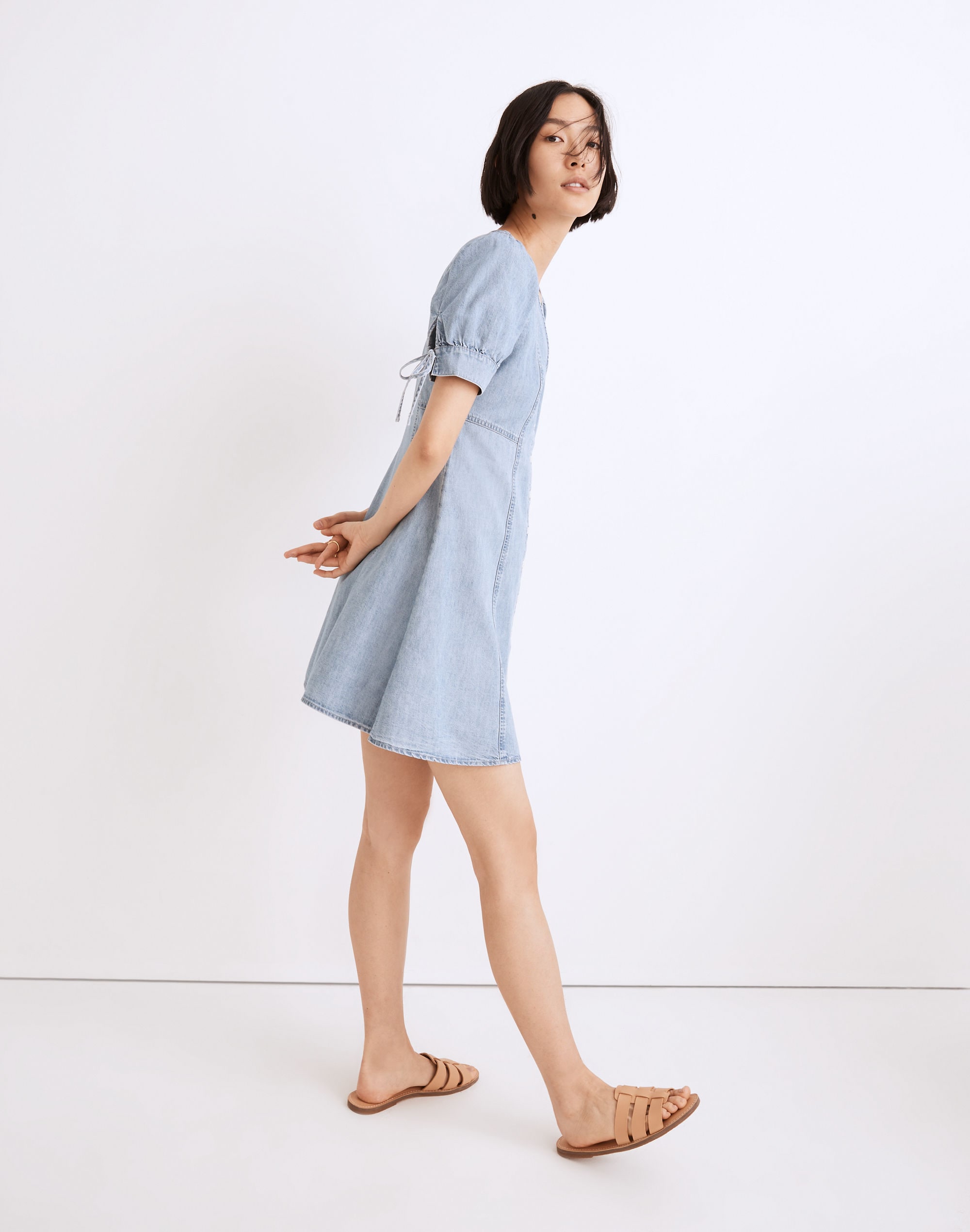 Button-Front Mini Dress: TENCEL&trade; Denim Edition