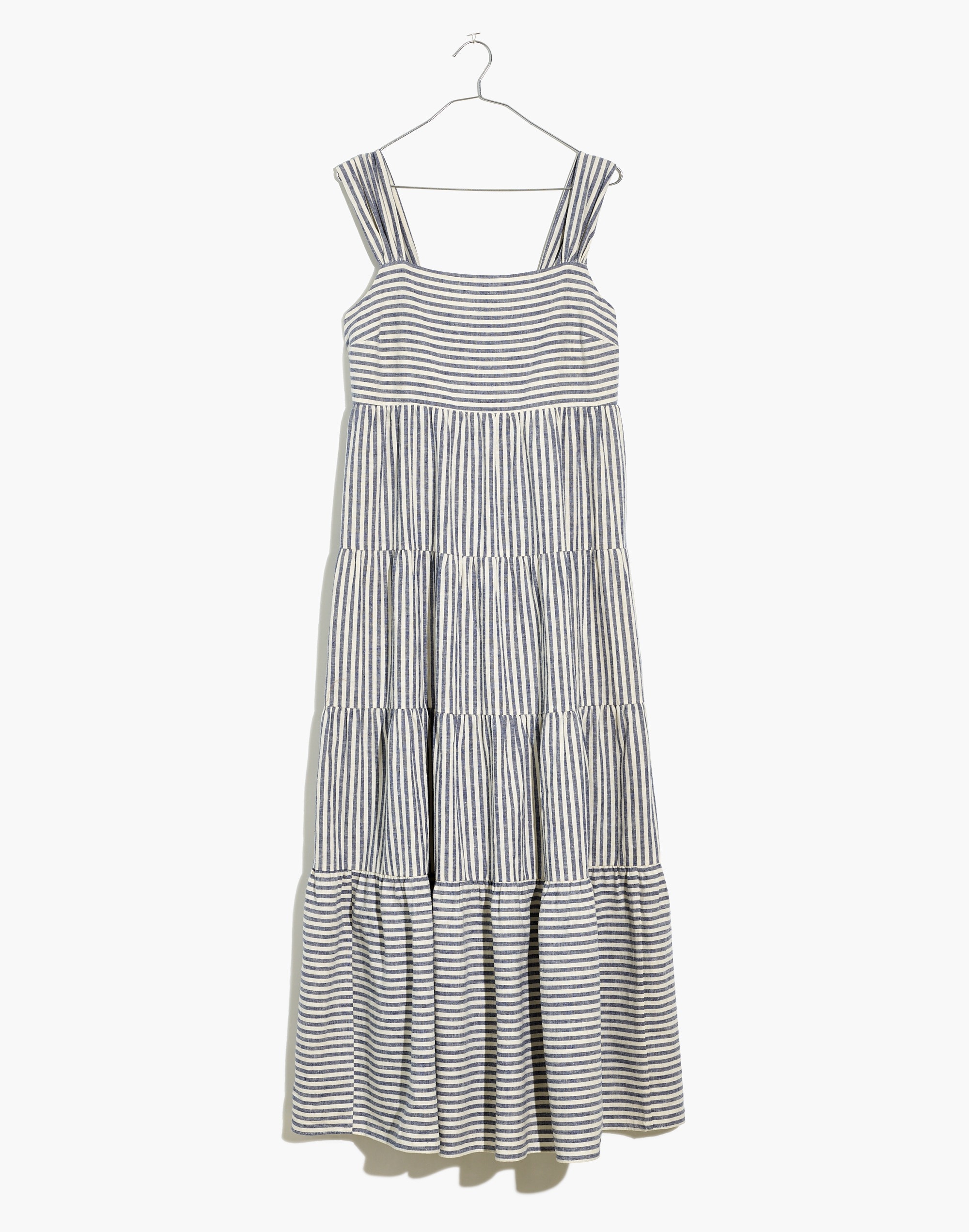 striped tiered maxi dress