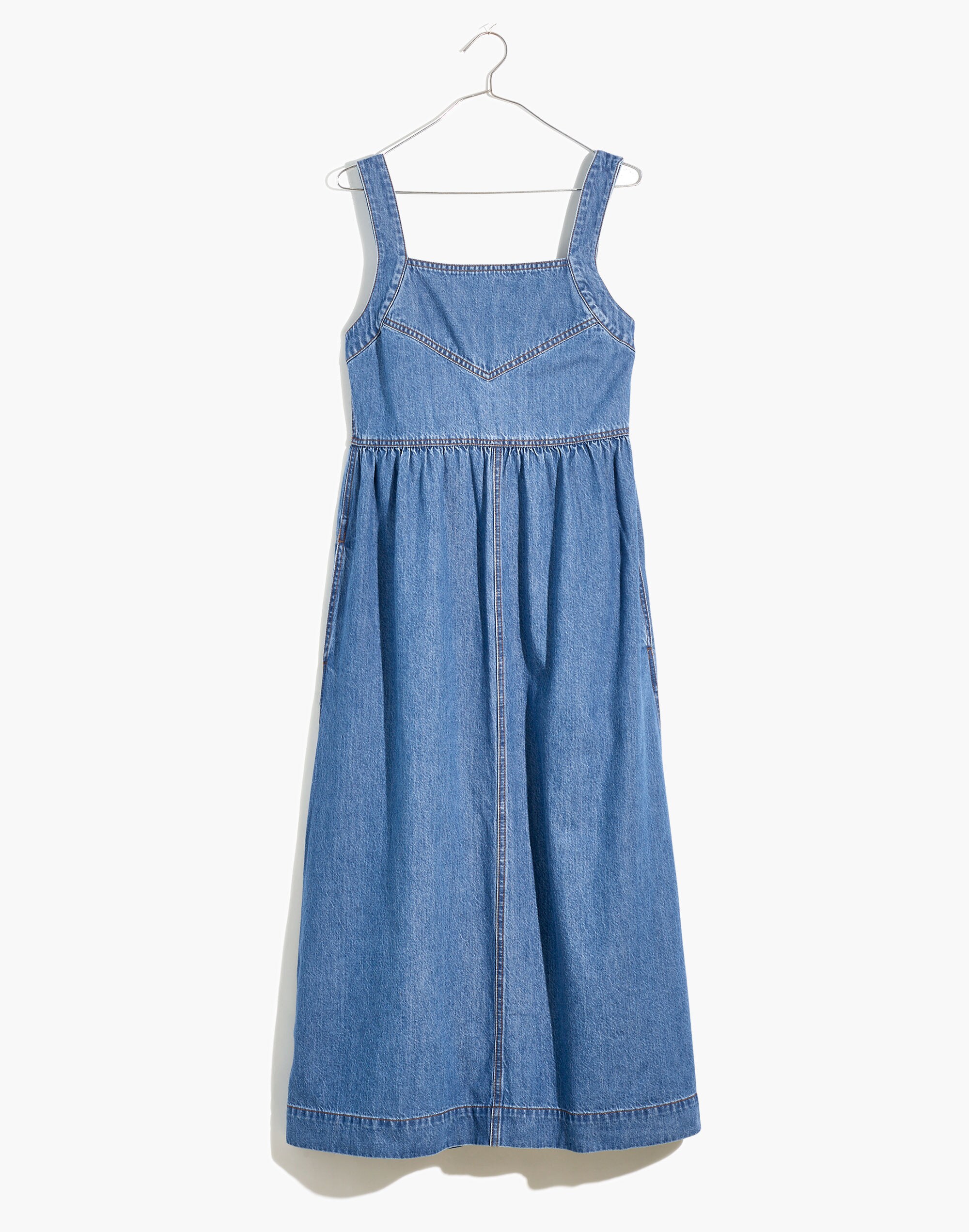 Denim Apron Midi Dress in Clemons Wash