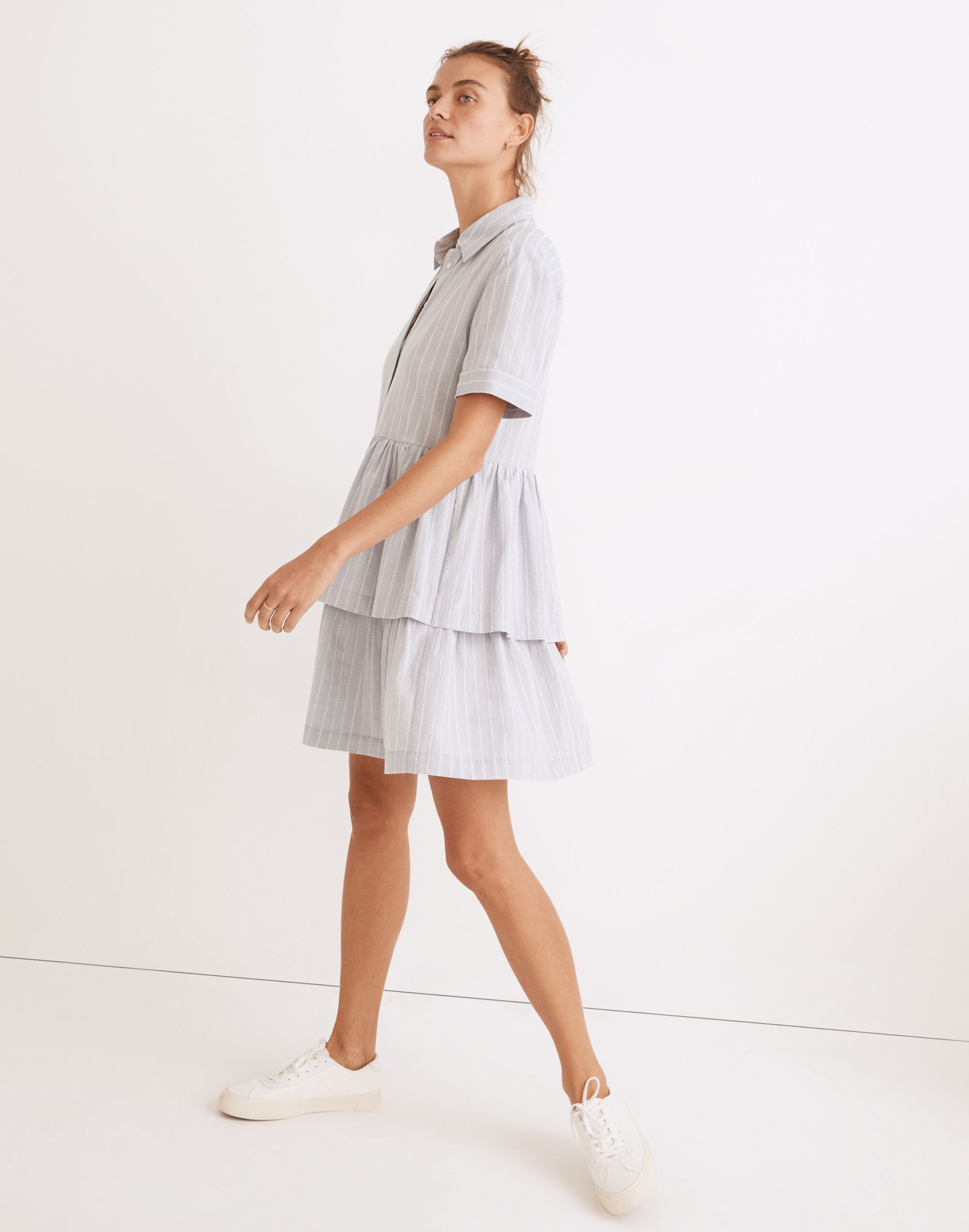 Tiered Resort Shirtdress in Stripe