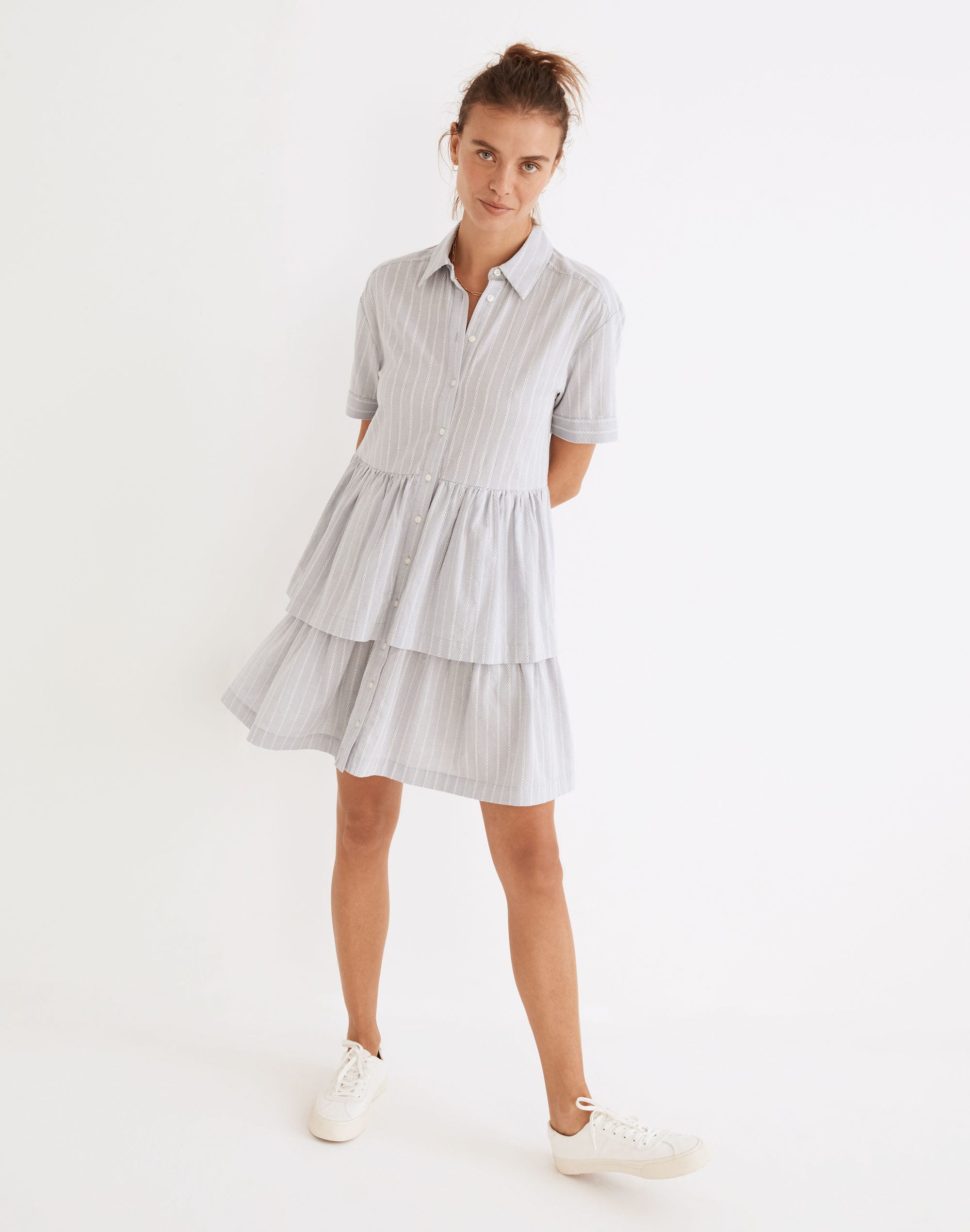 Tiered Resort Shirtdress in Stripe