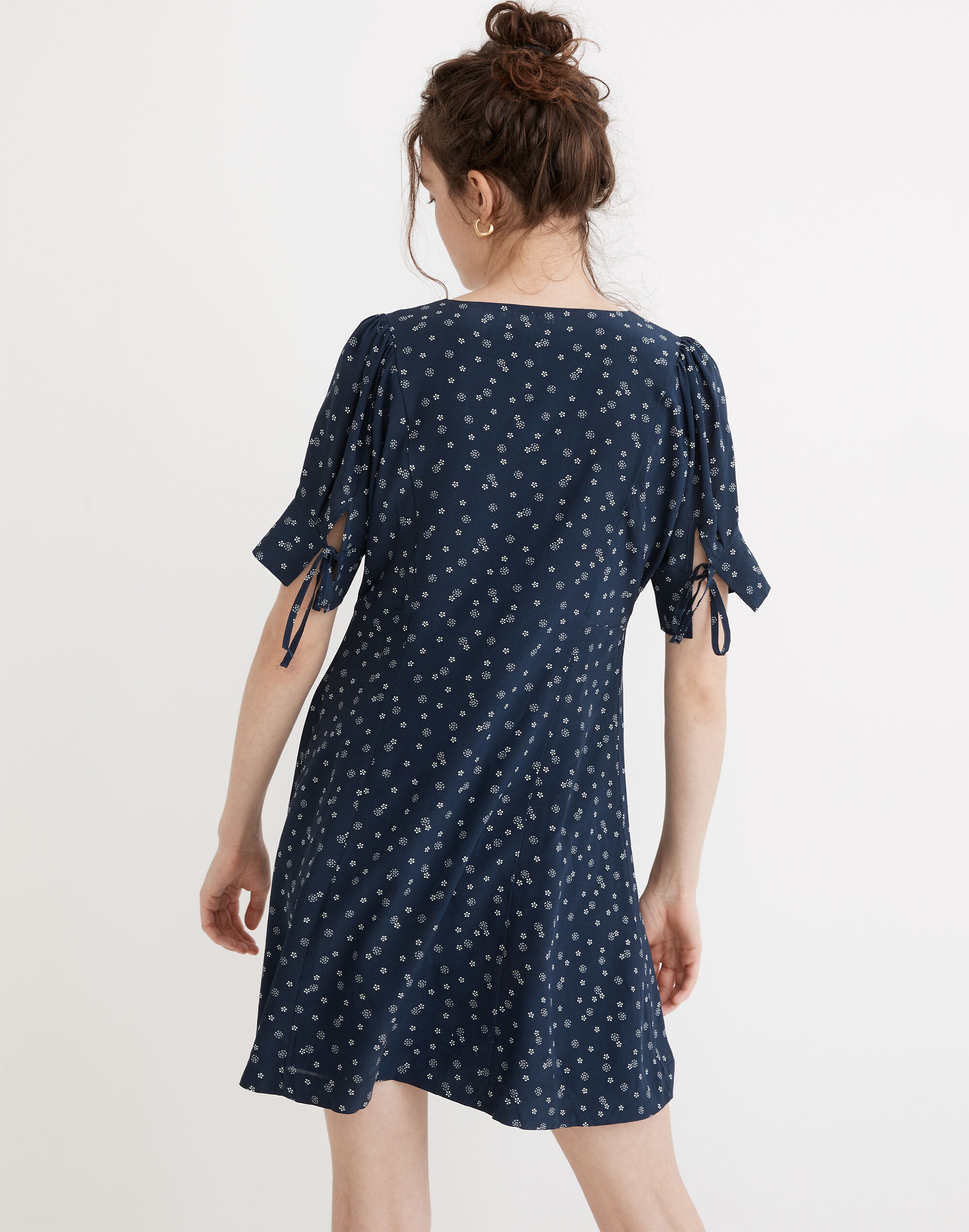 Silk Button-Front Mini Dress in Bandana Flower