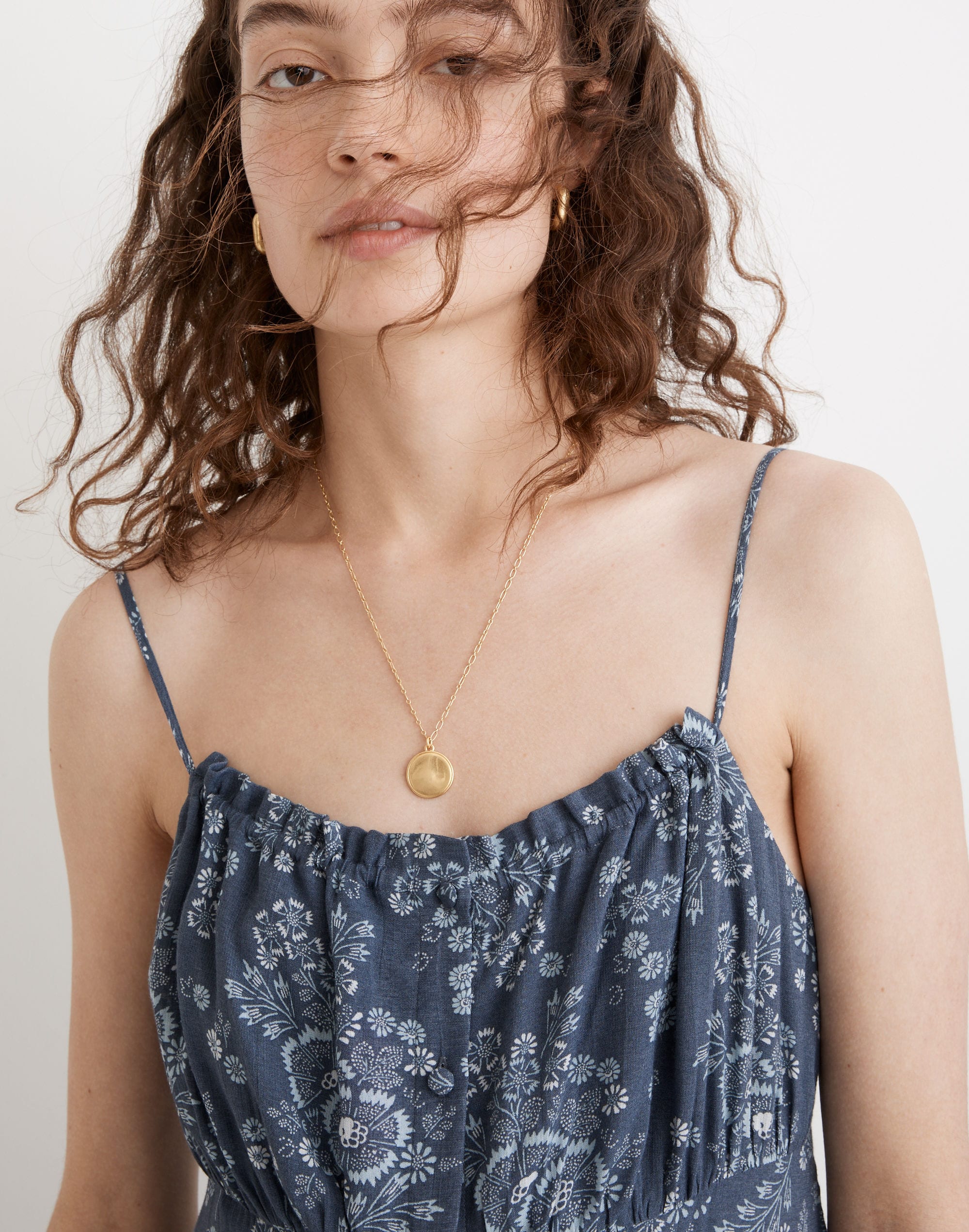 Tie-Back Button-Front Midi Dress in Archival Floral