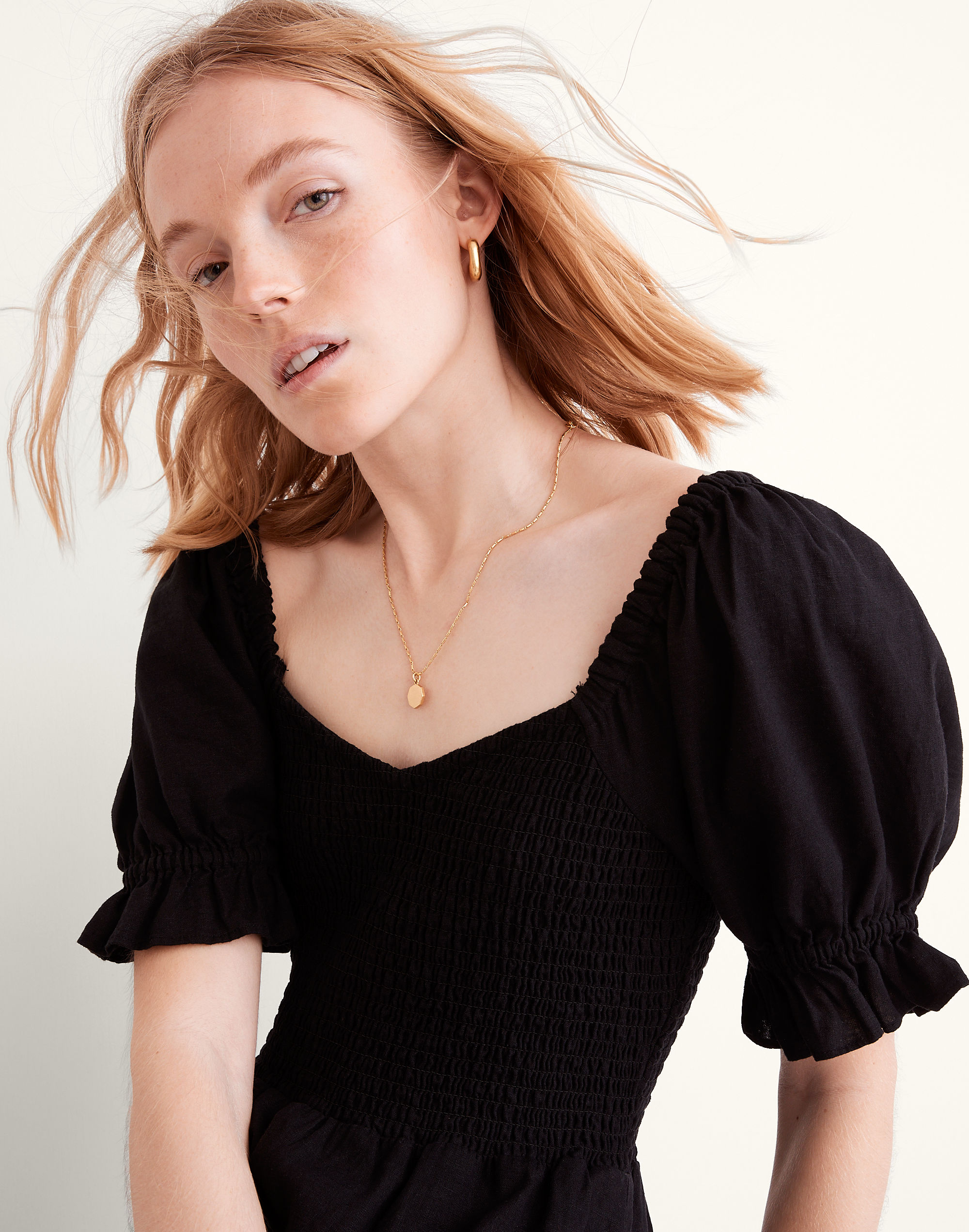 Linen-Blend Lucie Smocked Mini Dress