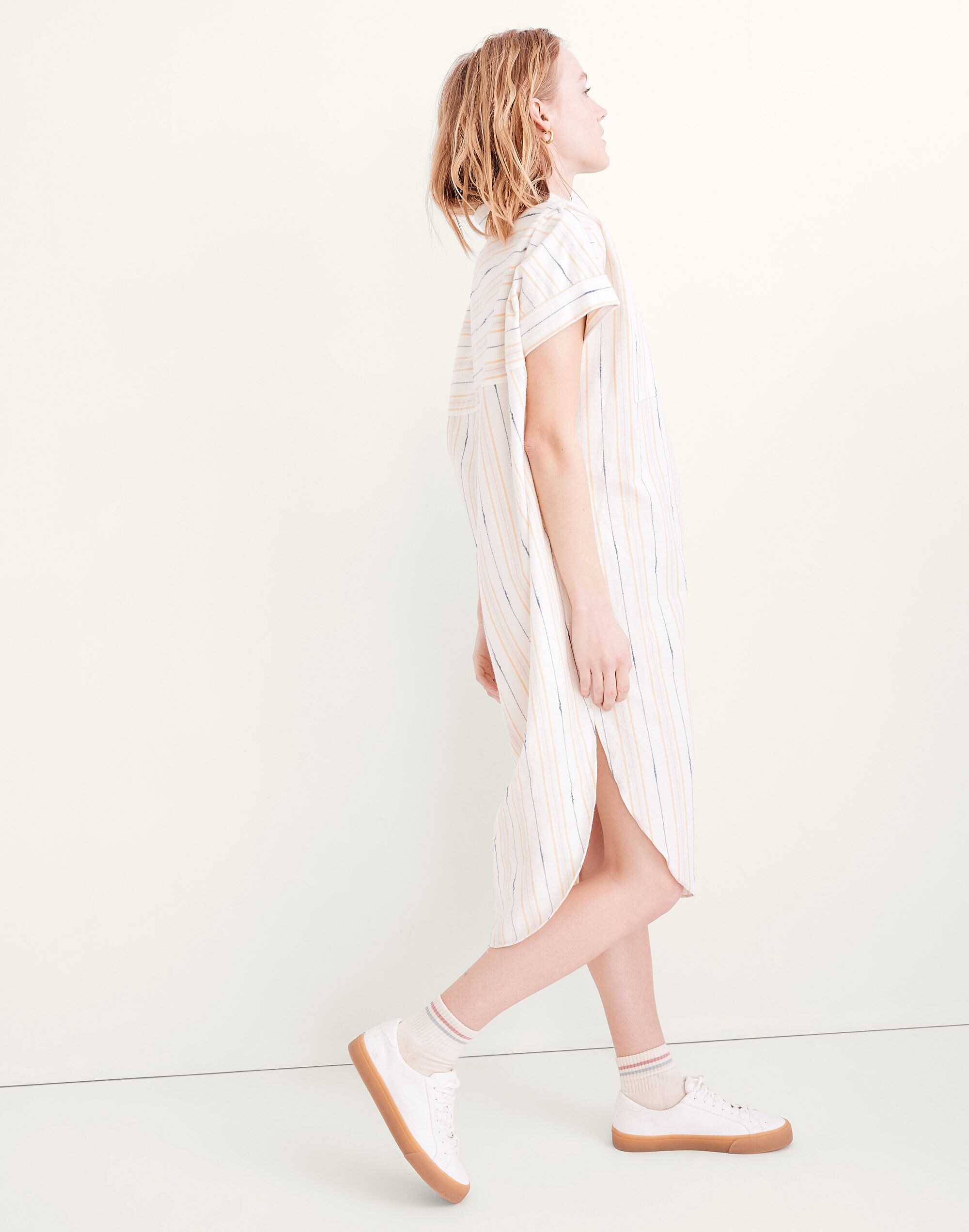 Oversized Midi Shirtdress in Ikat Stripe